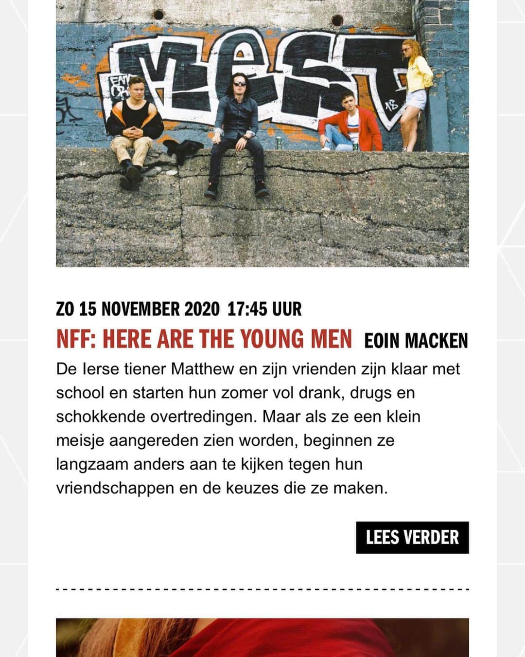 オーエン・マッケンさんのインスタグラム写真 - (オーエン・マッケンInstagram)「Delighted that on 15th November @herearetheyoungmenmovie #herearetheyoungmen will have its Dutch Festival Premiere at @noordelijkfilmfestival @sliekerfilm」10月28日 8時34分 - eoincmacken