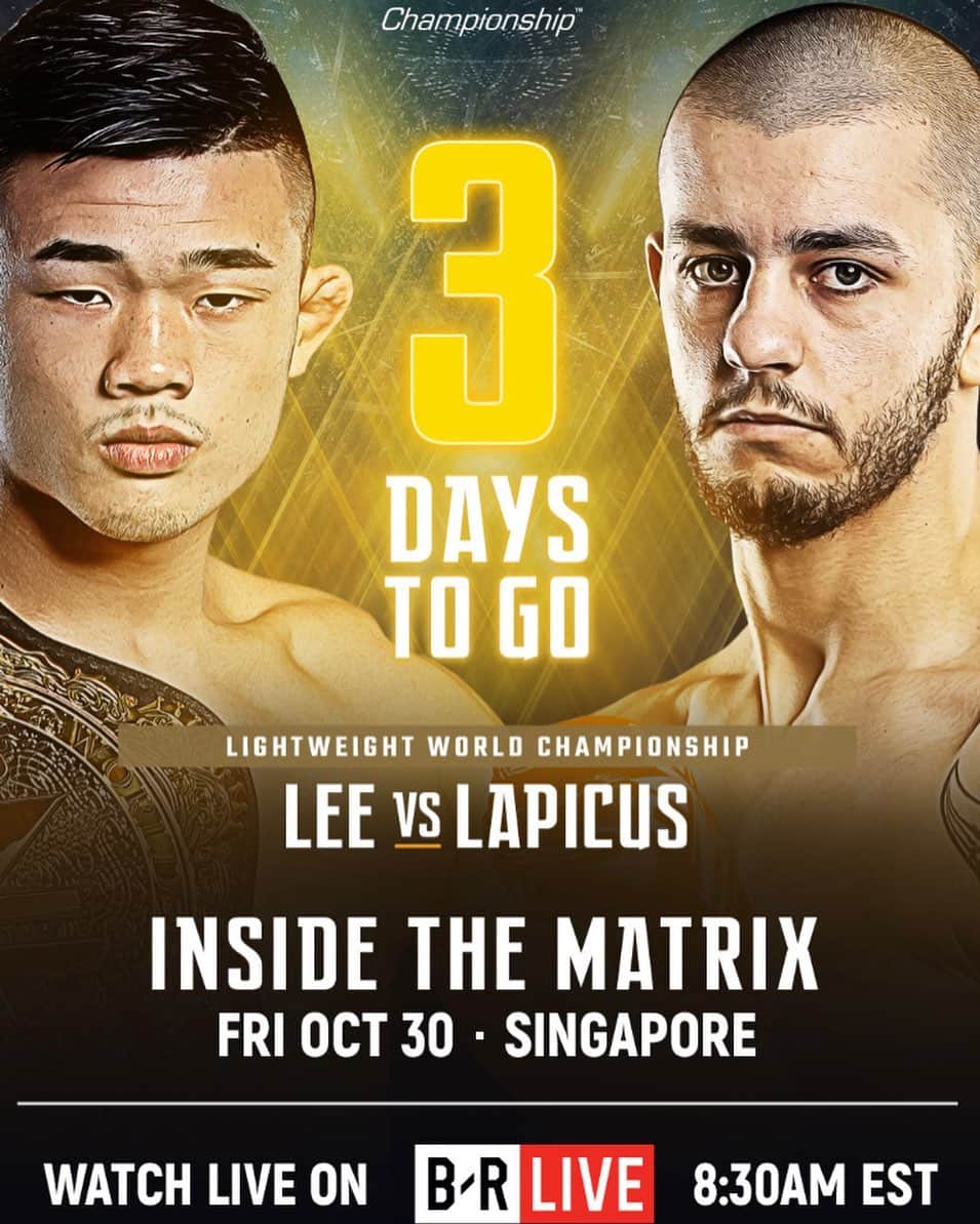 セージ・ノースカットのインスタグラム：「@onechampionship biggest event of the year is this Friday! You can Watch LIVE in the U.S. starting at 8:30am ET/11:30am PT on B/R Live」