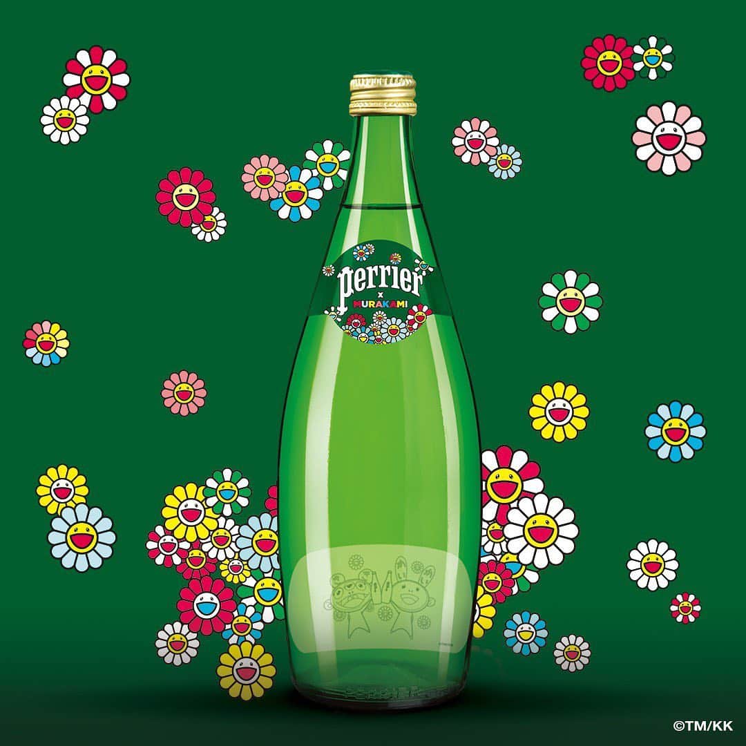 村上隆さんのインスタグラム写真 - (村上隆Instagram)「This is a portrait of mine advertising the Perrier @perrier collaboration. I’m overwhelmed with emotions now that this campaign has been released—I’m almost moved to tears. Back in August, the effects of coronavirus were serious in the areas surrounding Tokyo. We didn’t have an official lockdown, but the number of cases was rising. My feelings were dark as I thought of where our society could possibly be headed, but I was determined to make this collaboration a bright spot in all that, and shot this photo with a huge smile on my face. I want to note that it was my personal assistants that shot this portrait as a team. They have done an amazing job. Before this project, they had no experience in photoshoot at a professional level. From how to choose the right camera and lighting equipment to how to properly light and set the depth of field, they researched and did everything in-house. As a team of four, they looked things up online and asked their acquaintances for advice before shooting me, and had our design them make some adjustments to the resulting images before submitting them to Perrier. And now it has become a great advertisement photo. (We didn’t shoot the product photos of the bottles and cans.) What I have learned during this pandemic is that we have to do everything ourselves. We studied hard and did our very best, to the point our brains started to hurt. And we somehow rode it out with the help of some digital editing.  I’m really glad that everyone at Perrier was also happy with the photos we submitted. This photo, as well as the project itself, makes me feel proud of the young Kaikai Kiki team. translation: @tabi_the_fat」10月28日 9時28分 - takashipom