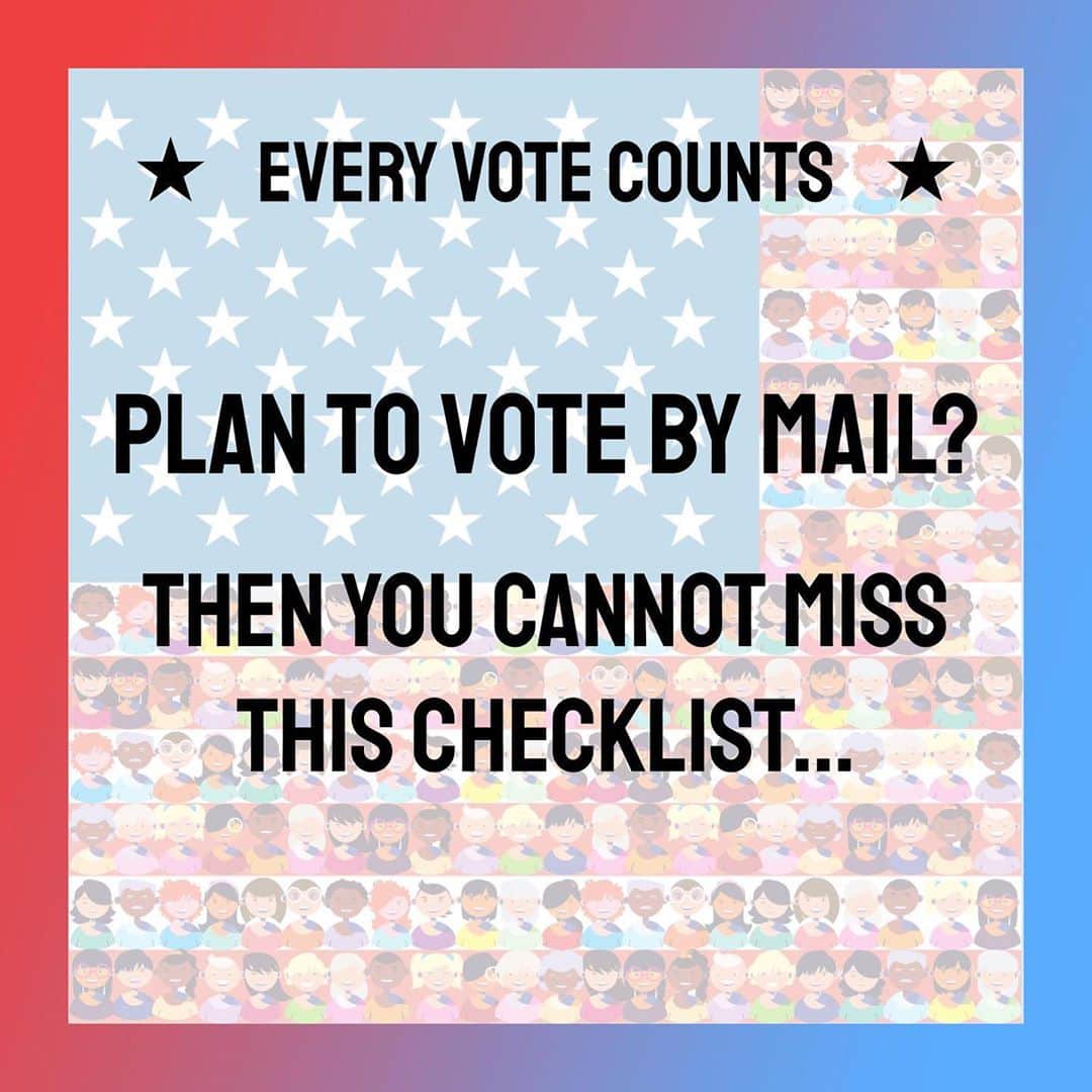 ジェリー・ライアンのインスタグラム：「Here's your checklist with everything you need to make sure your vote gets counted. If you're voting by mail, fill in your ballot TODAY and then find one of the many safe and secure ways to return your ballot in person!!  #everyvotecounts #protectyourvote (Link in bio)」