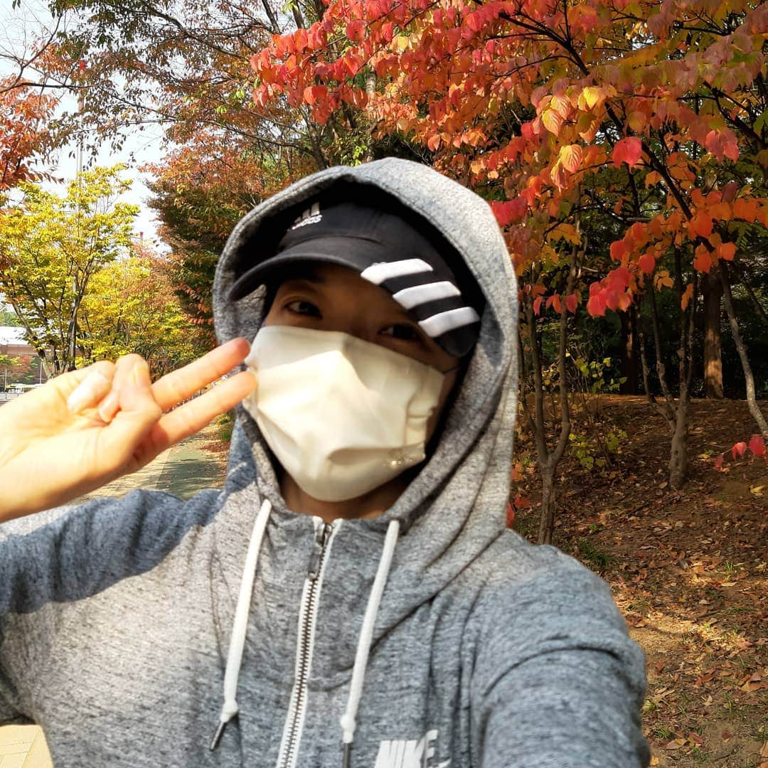 阿部美穂子さんのインスタグラム写真 - (阿部美穂子Instagram)「自転車で近所一周🍁 秋の風景を 一人占めするのがもったいなくて 思わず 立ち止まって📷🍂 秋を もう少し もっと長く満喫したい と思う今夜🌇おやすみなさい 자전거로 동네 한바퀴🍁 지금 이순간의 가을 풍경을 나누고싶어서 멈춰서ᆢ📷🍂 가을을 좀더 오래 만끽하고 싶은데 #自撮り#ママ#上手くないよ#と真顔で言う長男#もっと研究します#☺#😆#秋#葉 #🍁#🍂#📷#셀카#엄마#잘하지않아요#진지하게#말하는아들#연구하겠습니다#😂 #단풍#예뻐#가을속에#나#오늘도수고했어 #You did a great job today #good night #👍」10月28日 22時51分 - miiko904