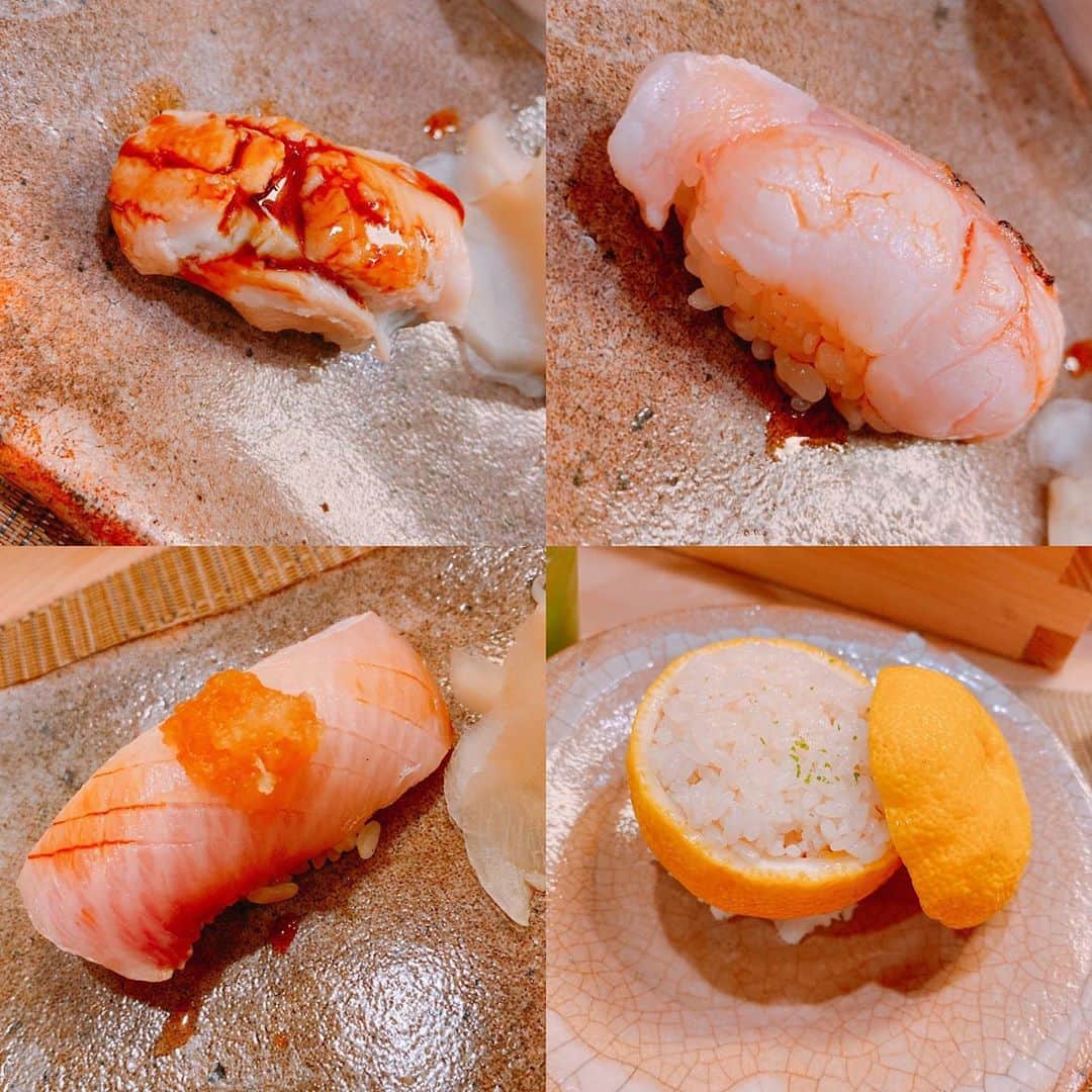 のぐちゆりさんのインスタグラム写真 - (のぐちゆりInstagram)「上げ忘れていた宝石たち。 とても綺麗。最高。  右下のおしゃれすぎるやつもお寿司だよ。 シャリの下には蟹の身とうにがたっぷりはいっているんだよ…  #これがインスタ映え #映えすぎ #何度も言うけどまじ宝石」10月28日 15時21分 - chan_yuyu_ri