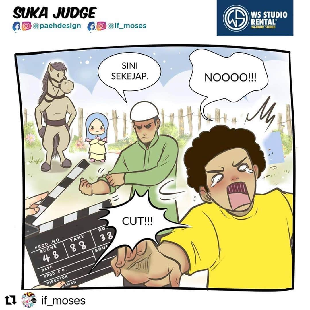 Koleksi Komik Malaysiaさんのインスタグラム写真 - (Koleksi Komik MalaysiaInstagram)「#Repost @if_moses with @make_repost ・・・ Biasa tak dengar kisah orang tua, cucu dan keldai ni? Kali ni admin 'twist' sikit hehe. 😜  Macam mana ya nak minta orang berhenti 'judge' kita? Penat kan asyik kena 'judge'? Nah, baca komik ni sampai habis. 👆😊   Komik ini ditaja oleh: @wsstudiorental  (Sewa studio luas, selesa & lengkap dengan harga yang berpatutan! Available 24 jam. 🤩)   #mosesart #mosesartwork #paehdesign #1hari1komik #komikislam #komikdakwah #komikmuslimah #comic #commission #24HourStudio #StudioRental #WsStudioRental」10月28日 17時44分 - tokkmungg_exclusive