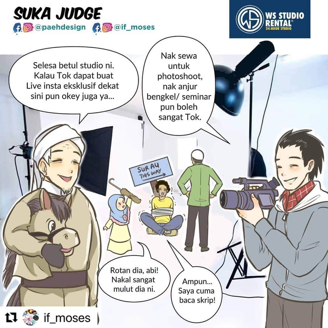 Koleksi Komik Malaysiaさんのインスタグラム写真 - (Koleksi Komik MalaysiaInstagram)「#Repost @if_moses with @make_repost ・・・ Biasa tak dengar kisah orang tua, cucu dan keldai ni? Kali ni admin 'twist' sikit hehe. 😜  Macam mana ya nak minta orang berhenti 'judge' kita? Penat kan asyik kena 'judge'? Nah, baca komik ni sampai habis. 👆😊   Komik ini ditaja oleh: @wsstudiorental  (Sewa studio luas, selesa & lengkap dengan harga yang berpatutan! Available 24 jam. 🤩)   #mosesart #mosesartwork #paehdesign #1hari1komik #komikislam #komikdakwah #komikmuslimah #comic #commission #24HourStudio #StudioRental #WsStudioRental」10月28日 17時44分 - tokkmungg_exclusive