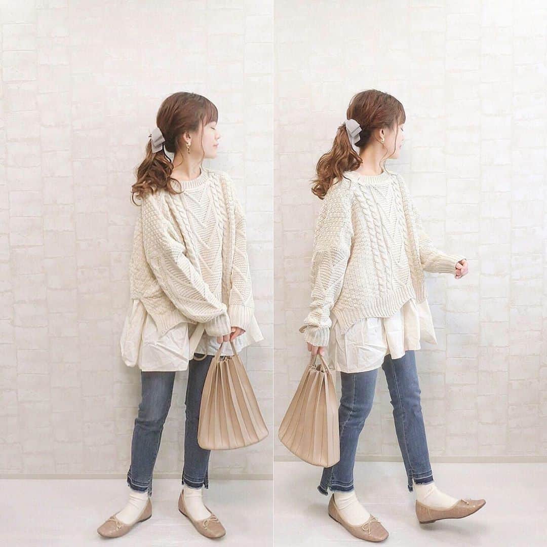 DHOLIC SNAPのインスタグラム：「@wear.chicchimoさんの#dholicsnap⁠ 　⁠ TOPS/PANTS：@dholic_official⁠ 　⁠ 【LADIES+】⁠ #レイヤードヘムニット⁠ 全3色￥5,973(税込)⁠ ⁠ 【STYLE】⁠ #justone⁠ #2TYPEアンバランスヘムデニムパンツ⁠ 全1色￥4,818⁠ 　⁠ みなさんもぜひ#dholicsnap をつけて⁠ コーディネートを投稿してください📸💕⁠ 　⁠ ※上記以外のご着用アイテムにつきましては品切れ商品、または、私物となります。⁠ 　⁠ #DHOLIC#dholicism#fashion#ootd⁠ #プチプラコーデ#今日のコーデ#今日の服⁠ #レイヤードコーデ#ニット#パンツコーデ⁠ #デニムパンツ#低身長コーデ#秋冬コーデ」