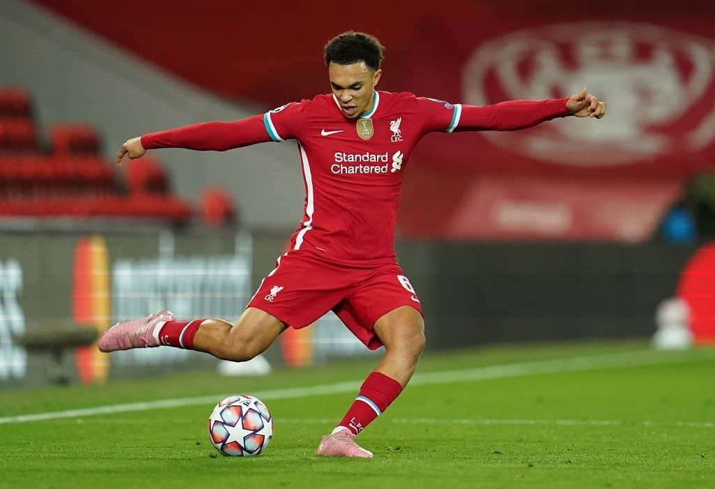 トレント・アレクサンダー＝アーノルドのインスタグラム：「Congratulations on 5,000,000 followers Trent 🔴Liverpool FC Vs Midtjylland (27-10-2020) 🔴📷: Jon Super🔴 @trentarnold66 🔴  Tags ignore: #trentarnold #TAA66 #team66 #trentalexanderarnold #team66 #trentalexander  #milner #hendo #gerrard #benwoodburn #liverpool #lfc #salah #mane #firmino #robertson #vandijk #emrecan  #chamberlain #aoc #lallana #matip #lovren  #moreno #football  #l4l #f4f #lfl #lovelfc」