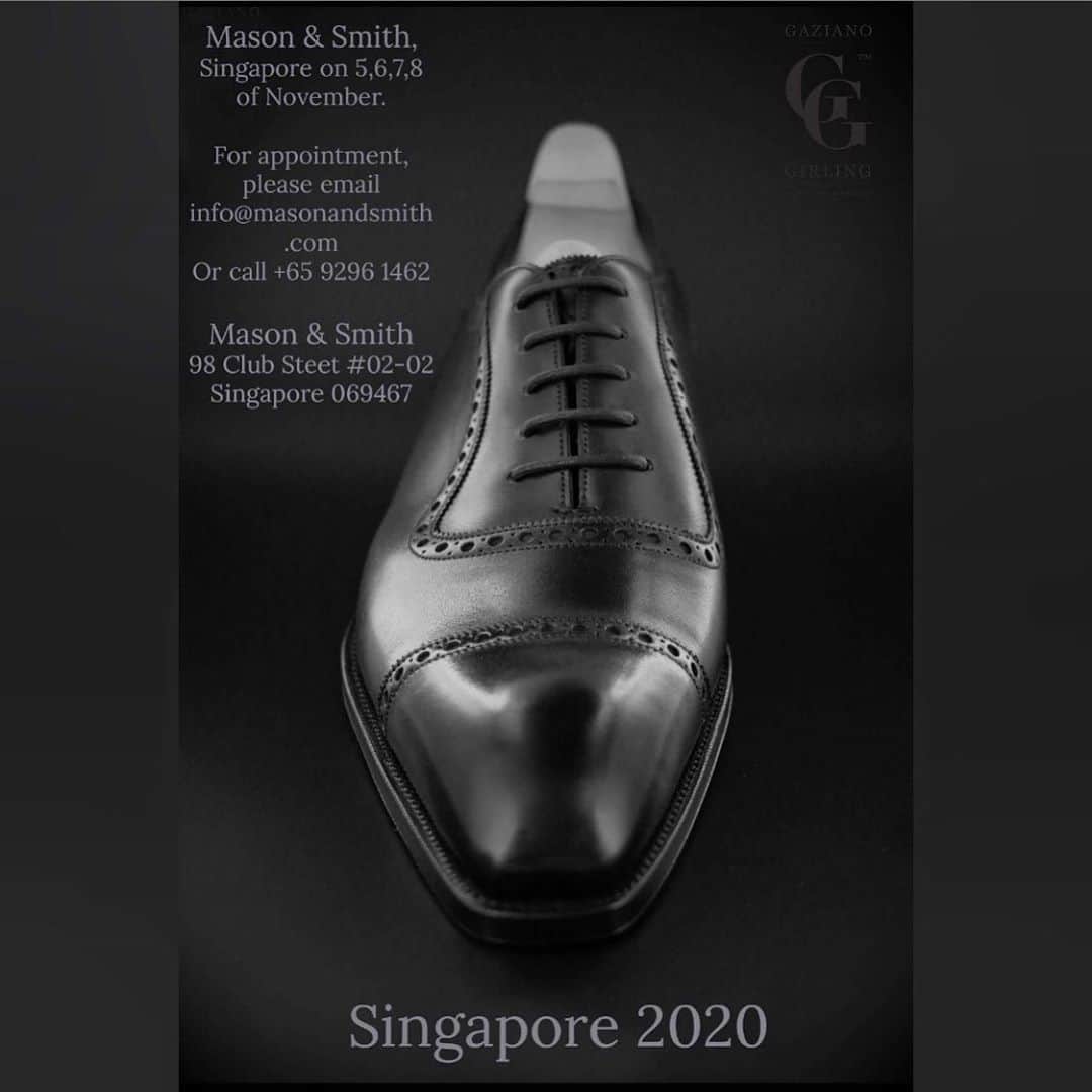ガジアーノ&ガーリングさんのインスタグラム写真 - (ガジアーノ&ガーリングInstagram)「Singapore 2020 trunkshow at #masonandsmith November 5,6,7,8  #gazianogirling #savilerow #london🇬🇧 #luxurylifestyle #luxurymenshoes #madeinengland🇬🇧 #bespokeshoes #benchmadeshoes #luxury #shoeporn #mayfair #shoes #mensluxury」10月28日 21時20分 - gazianogirling