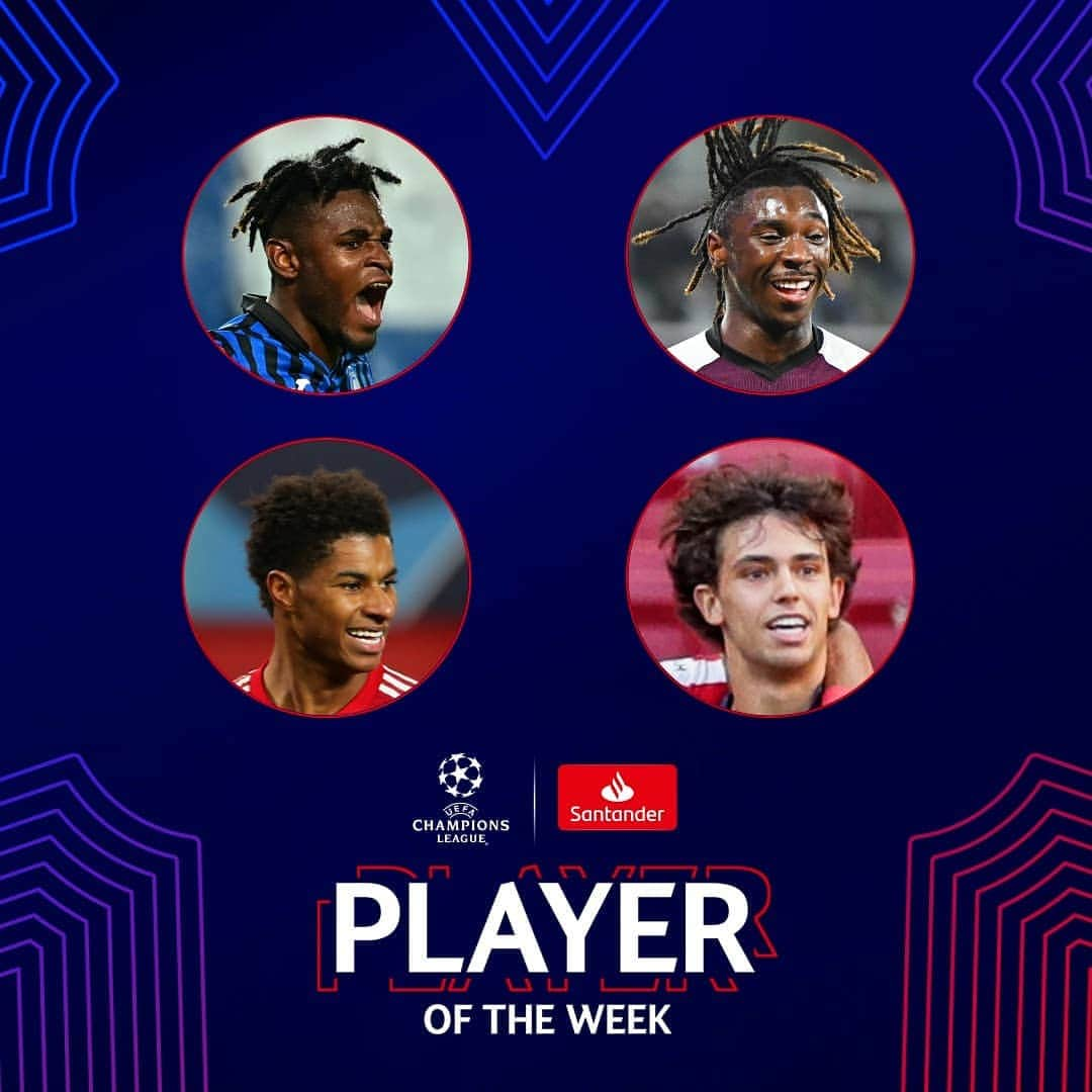 UEFAチャンピオンズリーグさんのインスタグラム写真 - (UEFAチャンピオンズリーグInstagram)「Who gets your vote? 🧐 ⭐ Marcus Rashford  ⭐ João Félix ⭐ Duván Zapata ⭐ Moise Kean  #UCLPOTW  @footballsantander」10月29日 8時20分 - championsleague