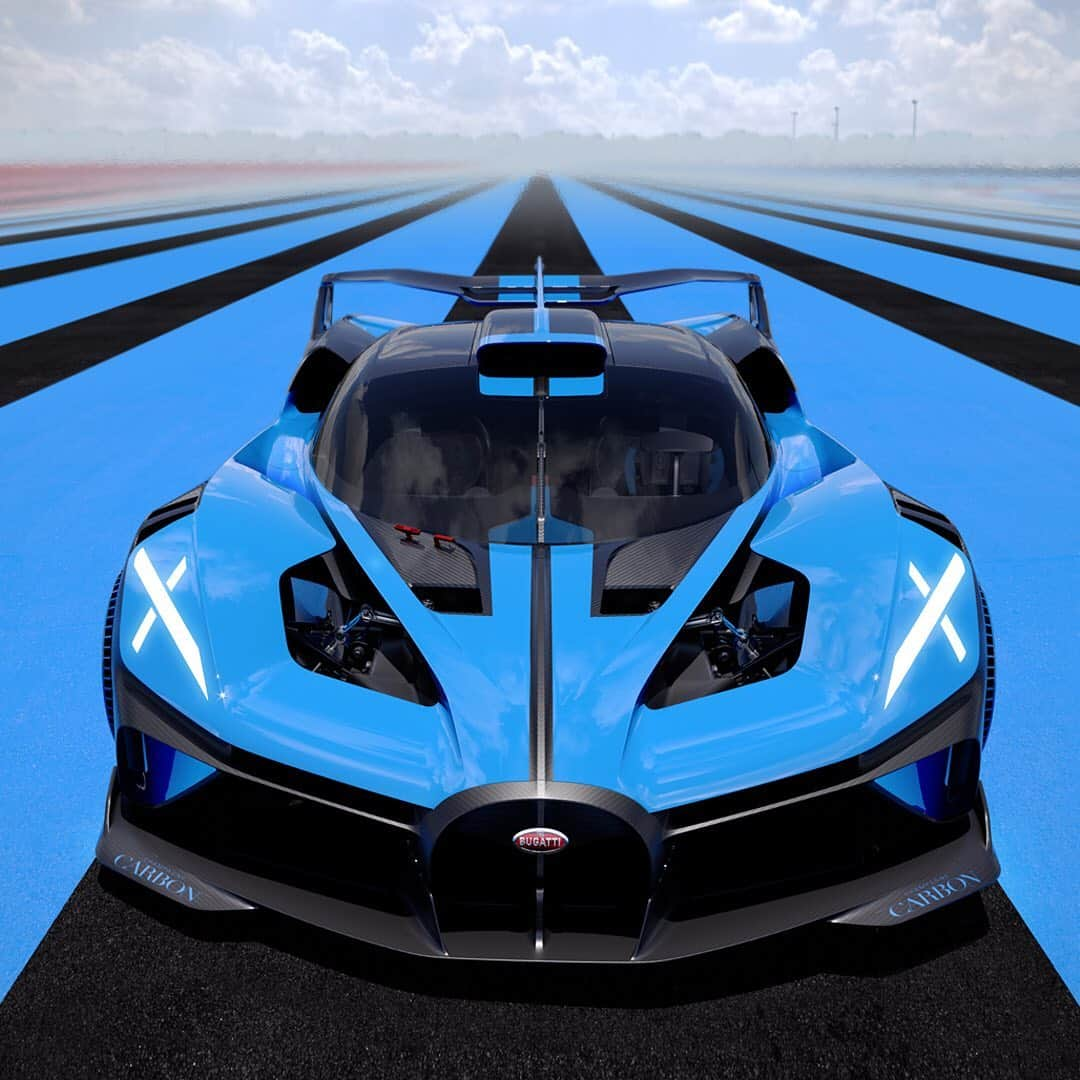 ブガッティさんのインスタグラム写真 - (ブガッティInstagram)「The BUGATTI Bolide is the most extreme, uncompromising, fastest and lightest vehicle concept in the company’s recent history – a track-orientated experimental study with an unprecedented weight-to-power ratio of 0.67 kg per PS. This is made possible by a combination of the W16 engine with 1,850 PS and a vehicle weight of just 1,240 kilograms.   The BUGATTI Bolide achieves figures that are almost on par with Formula 1 while its top speed is well above 500 km/h – without compromising optimum handling and maximum agility. The Bolide takes 3:07.1 minutes to complete a lap of Le Mans and 5:23.1 minutes to get around the Nordschleife* and thus promises to offer the ultimate BUGATTI performance kick.  #BUGATTI #BUGATTIBOLIDE #BOLIDE #WORLDPREMIERE  *based on simulations」10月28日 23時57分 - bugatti