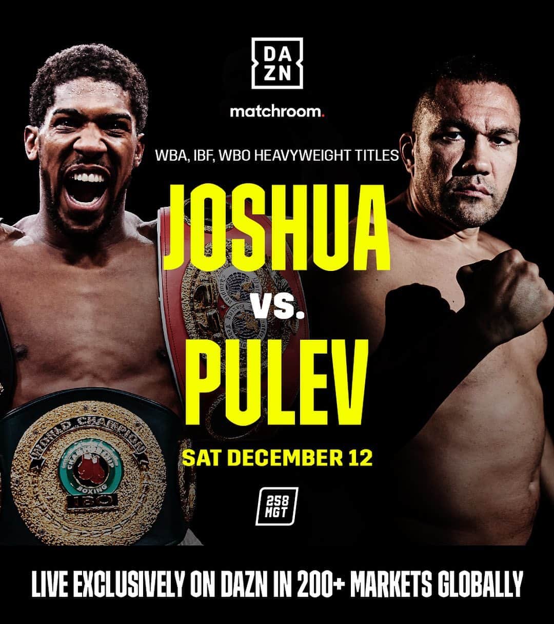 アンソニー・ジョシュアのインスタグラム：「The takeover. December 12 you can watch my title defence on @daznboxing in over 200 countries & territories 💥」