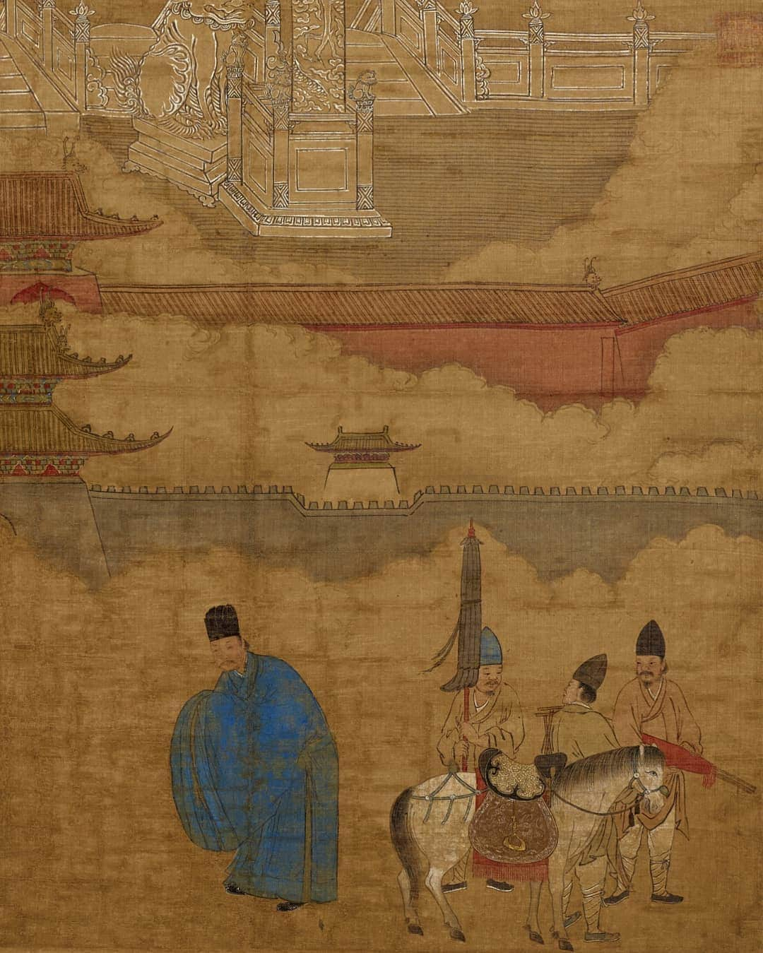 大英博物館さんのインスタグラム写真 - (大英博物館Instagram)「Zoom into the details of the Forbidden City in this hanging scroll made in 16th-century China.  Today marks the 600th anniversary of Beijing being designated as the principal capital of the Ming empire. The palace complex of the Forbidden City in the centre of Beijing was completed in the same year – 1420.  The Palace Museum is now housed here – have you ever visited?  🔎 Claimed to be Zhu Bang (active 1522–1566), hanging scroll with portrait of an official in front of the Forbidden City. Painted in ink and colours on silk, 16th century.」10月29日 0時53分 - britishmuseum