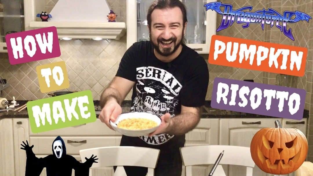 DragonForceさんのインスタグラム写真 - (DragonForceInstagram)「VIDEO: #Halloween edition. How to Make Pumpkin Risotto with @geeanzalone  Link on bio, stories or visit youtube.com/dragonforce Direct https://youtu.be/ER11MO8sokw #dragonforce #geeanzalone #cookingvideos #halloweenrecipes #howtomakerisotto」10月29日 1時00分 - dragonforcehq