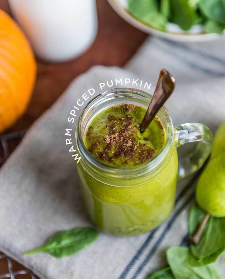 Simple Green Smoothiesさんのインスタグラム写真 - (Simple Green SmoothiesInstagram)「The great smoothie debate!! - is it a WARM SMOOTHIE or is it SOUP? 🍂⁠ *share your opinion in the comments below!⁠ ⁠ WARM SPICED PUMPKIN / serves 2⁠ 2 cups (500mL) spinach⁠ 2 cups (500mL) almond milk⁠ 2 ripe pears, cored⁠ 1/2 cup (126mL) pumpkin puree⁠ 1/2 teaspoon ground cinnamon⁠ 1/4 teaspoon ground nutmeg⁠ 2 tablespoons almond butter⁠ ⁠ 1. Warm almond milk in a saucepan until steaming.⁠ 2. Place spinach and warm almond milk in blender. Puree until smooth.⁠ 3. Add remaining ingredients and blend again.⁠ 4. Divide between two glasses or jar. Enjoy!⁠ ⁠ This recipe is from our 7-day seasonal reset, Thrive Winter. Click @simplegreensmoothies to learn more.⁠ ⁠ https://shop.simplegreensmoothies.com/collections/cleanse-kit/products/7-day-cleanse」10月29日 1時24分 - simplegreensmoothies