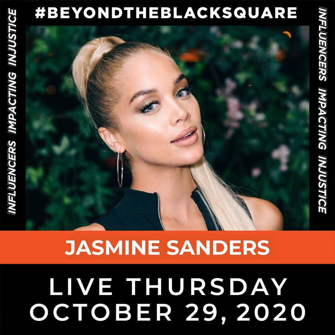 ジャスミン・サンダースのインスタグラム：「[BEYOND THE BLACK SQUARE] For too long, Black voices in the online space have existed in the shadows due to Racism and White Privilege. Many influencers have ignored these issues—enjoying White apathy, or merely posting a black square and feeling their work was done.   We are here to say: The work is not complete; we cannot rest until the systemic structures that oppress Black women and femmes in the U.S. are shattered and rebuilt to uplift and protect those they once harmed.   It’s time to go #beyondtheblacksquare. It’s time to shift from social influencers to influencers of progress. This is why we’re hosting The Virtual Riot Against Racism LIVE on October 29, at 10am PST.   Martin Luther King, Jr. wrote “A riot is the language of the unheard. And what is it that America has failed to hear?”    Our goal is to be the first multi-racial group of women-only entrepreneurs to raise a collective $1M for an anti-racist, pro-Black movement—highlighting one of the most overlooked members of our society: The single Black mother. Join us for an unfiltered, long overdue dialogue on racism, the integral role that Black women and femmes play in keeping our society going, and how we can come together to ignite lasting change, not just online—but in our communities.   This movement is crucial. Our country’s been comfortable for too long—it’s time to shake up the system. See you at the riot—your ticket is in my bio.」