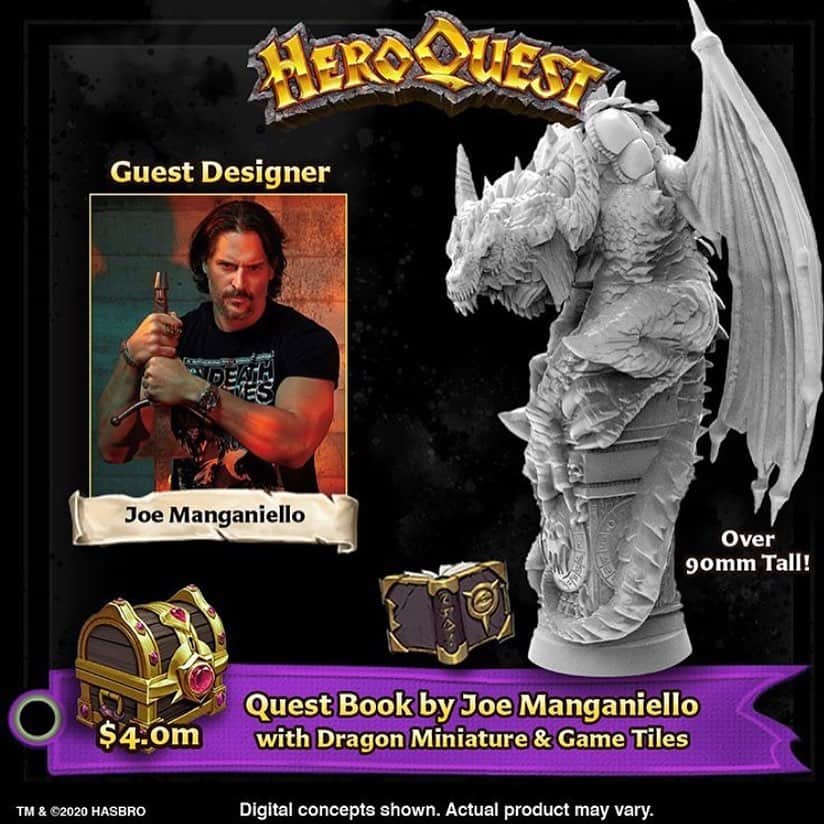 Hasbroさんのインスタグラム写真 - (HasbroInstagram)「#repost @joemanganiello Excited to announce that I have joined forces with the relaunch of #HeroQuest! New game unlocks have been revealed including a Black Dragon themed quest book of adventures that I personally designed complete with a dragon miniature based on the artwork of my friend and frequent collaborator @max_dunbar.  If you love D&D and board games, you’ll love HERO QUEST.  My friends and I were completely addicted to it as kids and the new version is amazing! Back the campaign at @hasbropulse」10月29日 3時45分 - hasbro