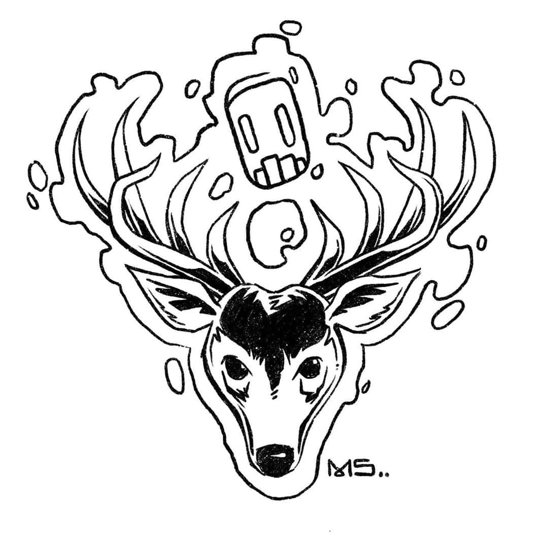 マイク・シノダのインスタグラム：「As requested on Twitch, a magic deer.   Don’t ask me why, I just work here.」