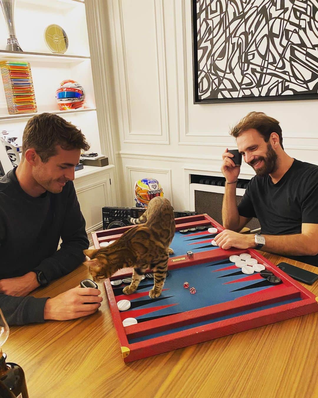 ジャン＝エリック・ベルニュのインスタグラム：「Cheetah making sure James didn’t cheat ... 🐈」
