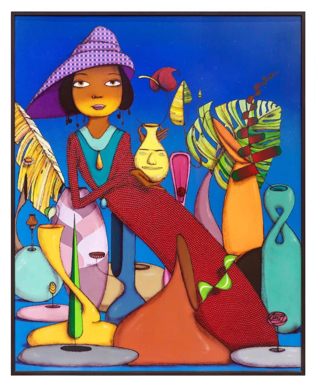 osgemeosのインスタグラム：「“The garden”   exhibition ‘Portal’ has been extended through November 7! Visit Lehmann Maupin New York (24th Street) to see the vivid paintings that bring together influences from the daily, science fiction, dreams , geometric, and more. The title of the show, ‘Portal’, refers to the shaped canvases as passageways or openings into our surreal dream worlds. #osgemeos #lehmannmaupin @lehmannmaupin   “O jardim”  A exposição ‘Portal’ em Nova Iorque foi prorrogada até 7 de novembro! Visite a galeria Lehmann Maupin - New York (24th Street) para ver as pinturas cheias de vida que reúnem influências do cotidiano, ficção científica, sonhos, geometria  e muito mais. O título da exposição, ‘Portal’, refere-se às telas moldadas como passagens ou aberturas para o nosso mundo de sonhos surreais #TRITREZ 🙏🏻✨ #osgemeos #lehmannmaupin @lehmannmaupin @filipeberndt」