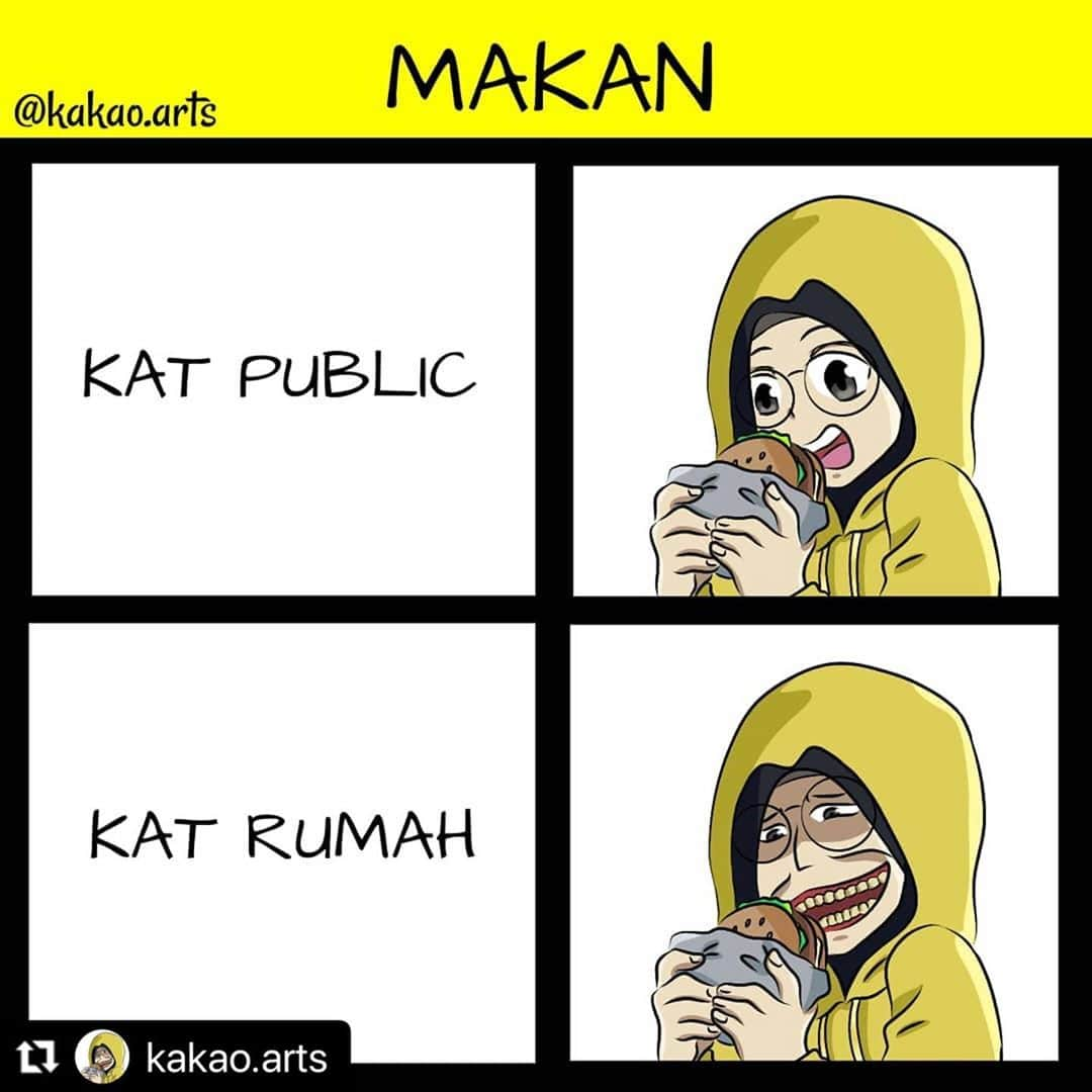 Koleksi Komik Malaysiaさんのインスタグラム写真 - (Koleksi Komik MalaysiaInstagram)「#Repost @kakao.arts with @make_repost ・・・ Bila makan kat public, punyalah nak acah2 ayu. Tapi bila kat rumah.... • • #komikpendek #komik4panel #art #digitalcomics #digitalart #komik #komikhiburan #attackontitan」10月29日 17時54分 - tokkmungg_exclusive