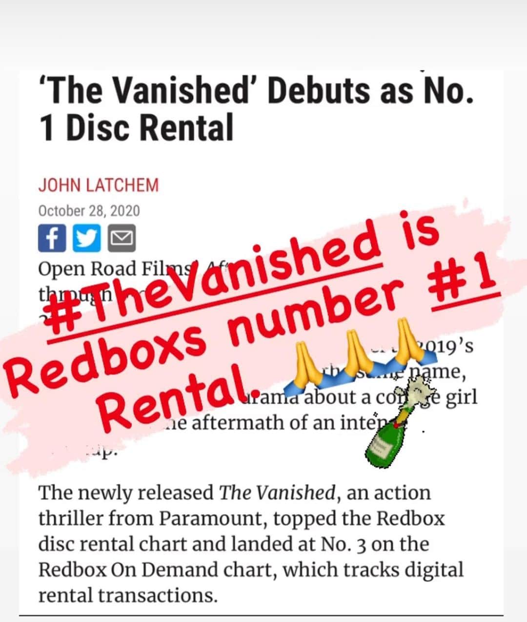 ピーター・ファシネリさんのインスタグラム写真 - (ピーター・ファシネリInstagram)「#1 DVD Rental- #TheVanished- Rent it today!!!」10月29日 8時51分 - peterfacinelli