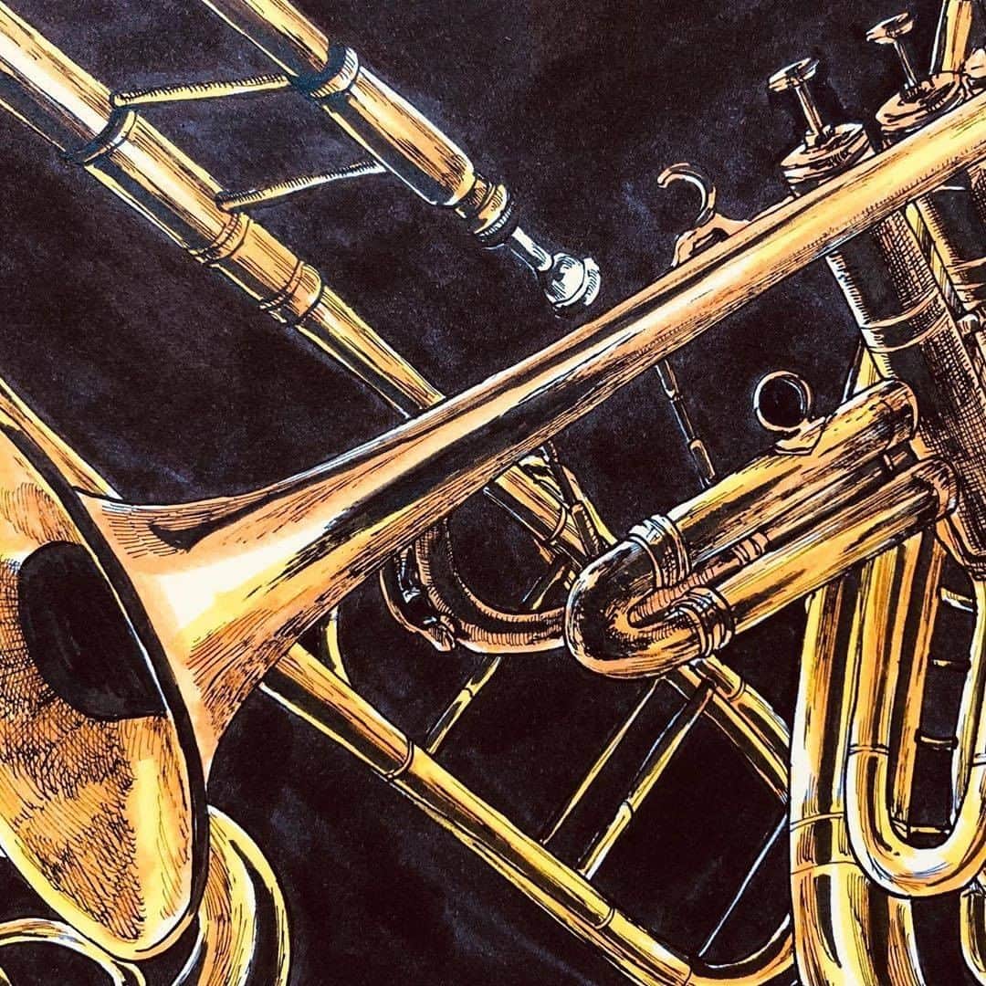 Kuretakeさんのインスタグラム写真 - (KuretakeInstagram)「インクトーバー27日目『音楽』  金管楽器のリアルな質感がかっこいいです！ 耽美艶は、呉竹の顔彩耽美に合わせた和な色合いの筆ぺんで、シックな表現にぴったりです◎  Inktober day 27 "Music" Gorgeous brass instruments by @ibsukionsen ! Cambio Tambien brush pens' colors come from Gansai Tambi, our Japanese traditional watercolor. Those colors are perfect for chic expression✨   Art by: @ibsukionsen  Made with: 1. 完美王 耽美艶／KURETAKE CAMBIO TAMBIEN 2.くれ竹筆ぺん 二本立かぶら(55号)／ KURETAKE FUDE PEN ”NIHON-DATE KABURA” (No.55)  No ©Copyright infringement intended. Any issues? Please contact us to fix it.  #kuretake_inktober #inktober2020 #inktober #blackpenart #dailydraw #inkillustration #inkdrawing #penandinkdrawings #kuretake #kuretakezig #inktober #呉竹 #インクトーバー #インクトーバー2020 #kuretakeinktober #cambiotambien  #耽美艶 #呉竹筆ペン #cambiobrushpen #完美王 #kaburabrushpen #brushpenno55 #kuretakeink #kuretakebrushpen」10月29日 11時00分 - kuretakejapan