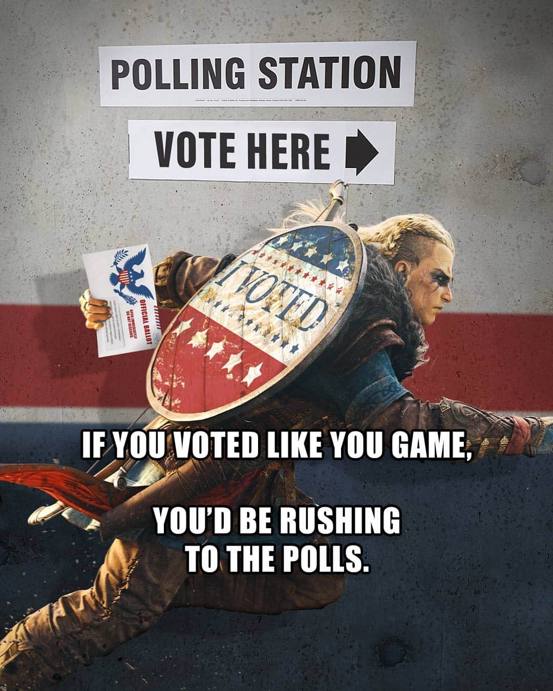 アサシン クリードさんのインスタグラム写真 - (アサシン クリードInstagram)「According to Census.gov, only 46% of 18-29 year olds voted in the 2016 U.S. election. Let's work together and beat that.  If you're eligible to vote in the U.S., cast your ballot by November 3 and show the world you #VoteLikeYouGame!」10月30日 2時00分 - assassinscreed