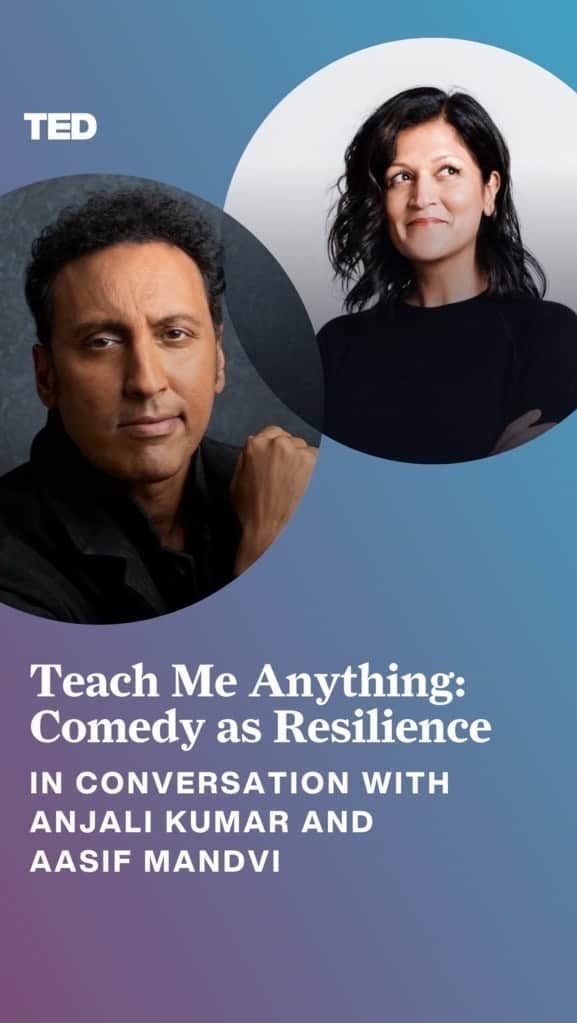 TED Talksのインスタグラム：「TED Speaker Anjali Kumar and actor Aasif Mandvi explore how to get through tough times using comedy.」