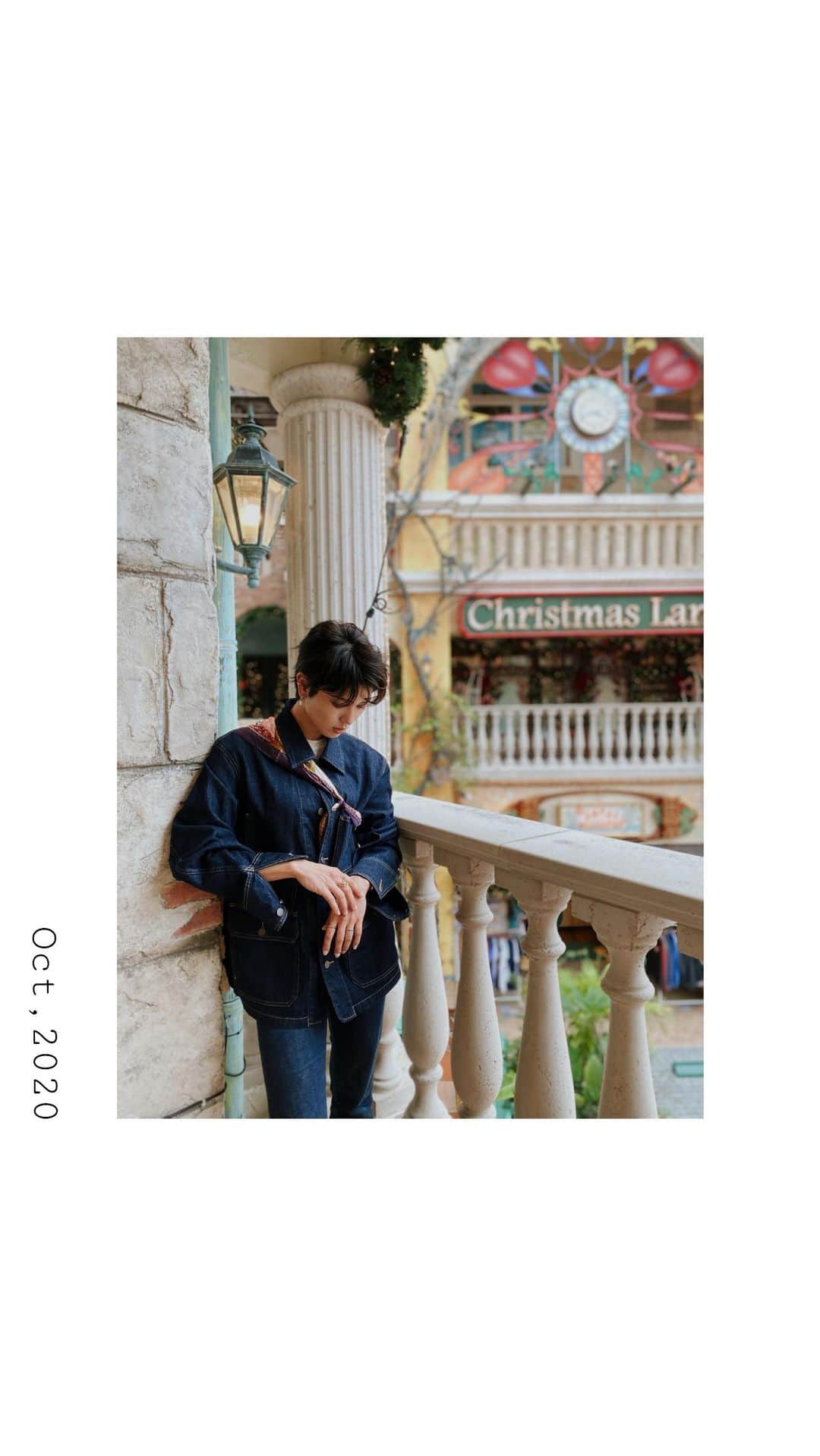 金城優華のインスタグラム：「Denim×denim  Denim jacket : @uniqlo  Tops: No brand Denim: @uniqlo_jp  Shoes: @zara   ジャケットはUNIQLO U  ルメールとのコラボ  デニムワークジャケット。 パンツもメンズのストレート。 メンズだけど、 形が綺麗なので オーバーサイズでゆったり。  トップスはピッタリ。 あとは大好き透け素材。笑  ルメールのヨーロッパ感に合わせて、母から譲ってもらったスカーフ合わせてみた。  #okinawa #ootd  #uniqlo   #uniqlothailand  #uniqlou  #zara  #fashion #workoutgirl」