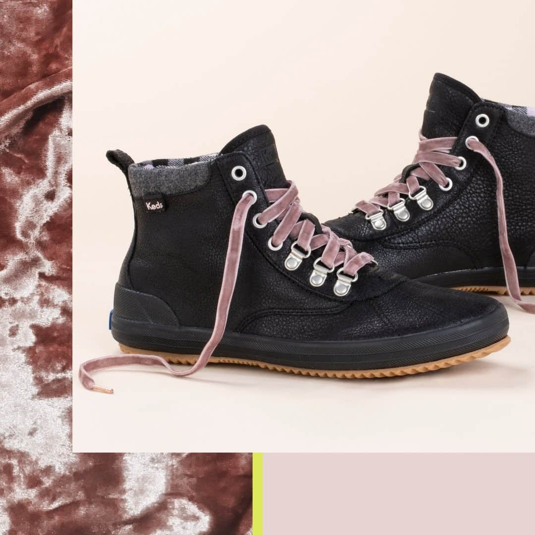 Kedsのインスタグラム：「Just because something’s hardwearing doesn’t mean it can’t also be soft to the touch. This keds.com exclusive Scout boot is proof. Super soft leather uppers, velvet laces, and cozy Thinsulate lining combined with rugged rubber bottoms and water repellency makes for a darling-yet-daring version of our bestselling Scout sneaker boot. Get 'em here and only here.」