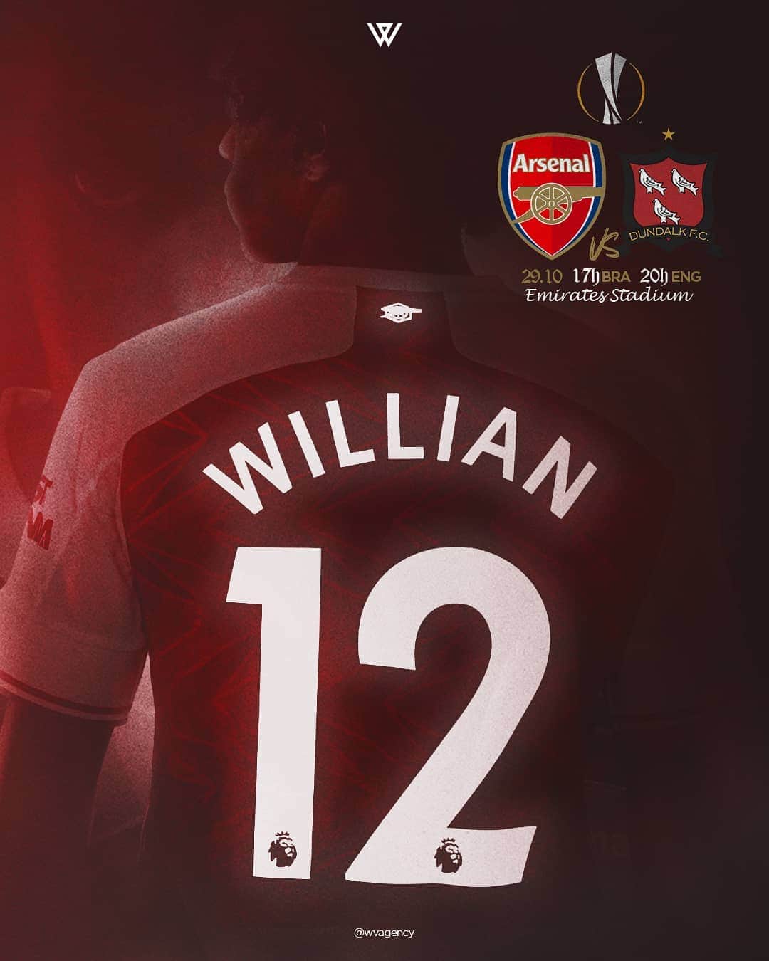 ウィリアンのインスタグラム：「@europaleague matchday! 💪🙏 #arsenal #europaleague #W12 #emiratesstadium」