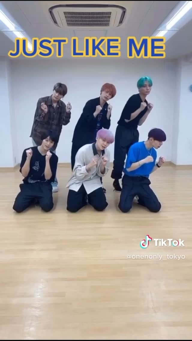 のインスタグラム：「#JUSTLIKEMEchallenge #ONOchallenge  We are ONE N' ONLY!🕺  L→R Back row TETTA,NAOYA,HAYATO  Front row KENSHIN,REI,EIKU  follow me!! 😘🤙  #ONENONLY #ONO #ワンエン #JUSTLIKEME」