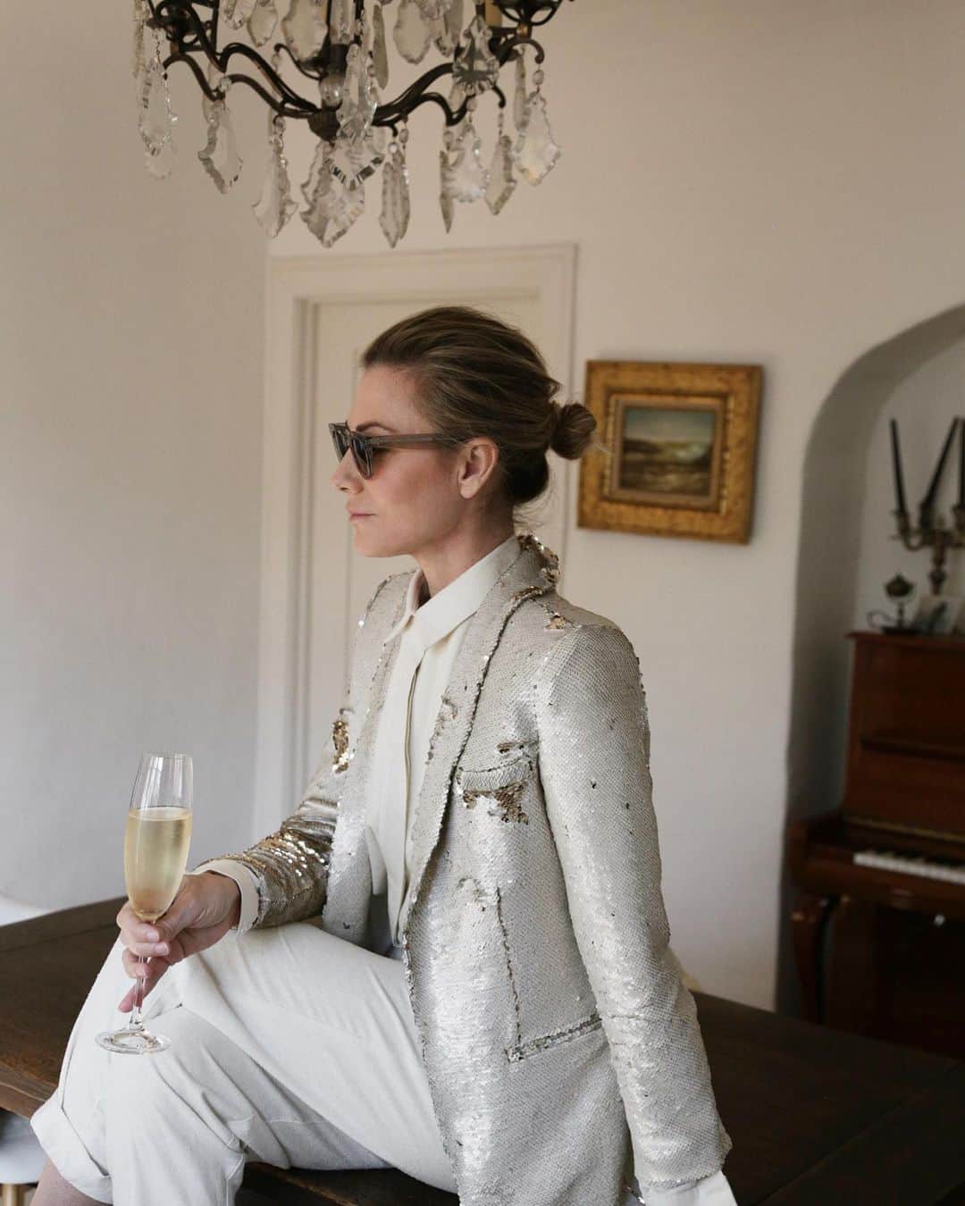 ハイディメリックのインスタグラム：「I’m mapping out my holiday looks. The Studio 54 blazer and Grandpa pants- seems like an appropriate Thanksgiving mix. HEIDIMERRICK.com」