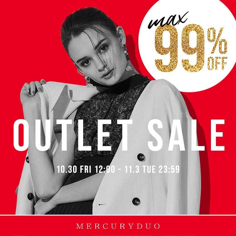 MERCURYDUOさんのインスタグラム写真 - (MERCURYDUOInstagram)「《 RUNWAYchannel INFO 》 ㅤ ＼LIMITED OUTLET SALE📣／ 今期アイテムまで衝撃価格‼️ MAX99%OFF SALE開催します！ ㅤ スタートの3時間、更にお得になるタイムセール同時開催！ ㅤ 【期間】 10.30(fri)12:00〜11.3(tue)23:59 ㅤ TOPのURLからチェック👉 ㅤ @mercuryduo_styling  #MERCURYDUO #sale #マーキュリーデュオ #公式通販RUNWAYchannel」10月30日 12時06分 - mercuryduo_com