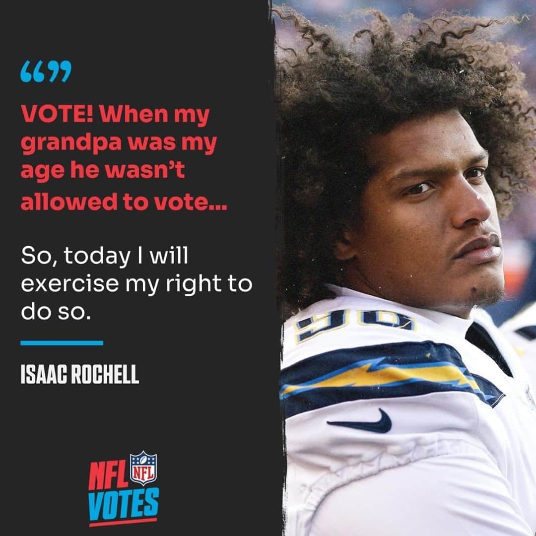 NFLさんのインスタグラム写真 - (NFLInstagram)「Take advantage of your right to vote. #NFLVotes (via @isaacrochell)⁣ ⁣ Make a plan at nfl.com/votes」10月30日 4時30分 - nfl