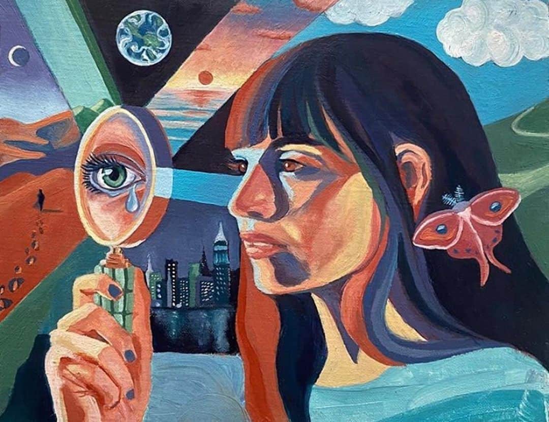 ミア・マエストロのインスタグラム：「Through these eyes 🧿  By 🔎 @nicolemagnolia - 🎨 “Mia with an imaginary empathy device.”   - @futureeyes #FutureEyes 💫」