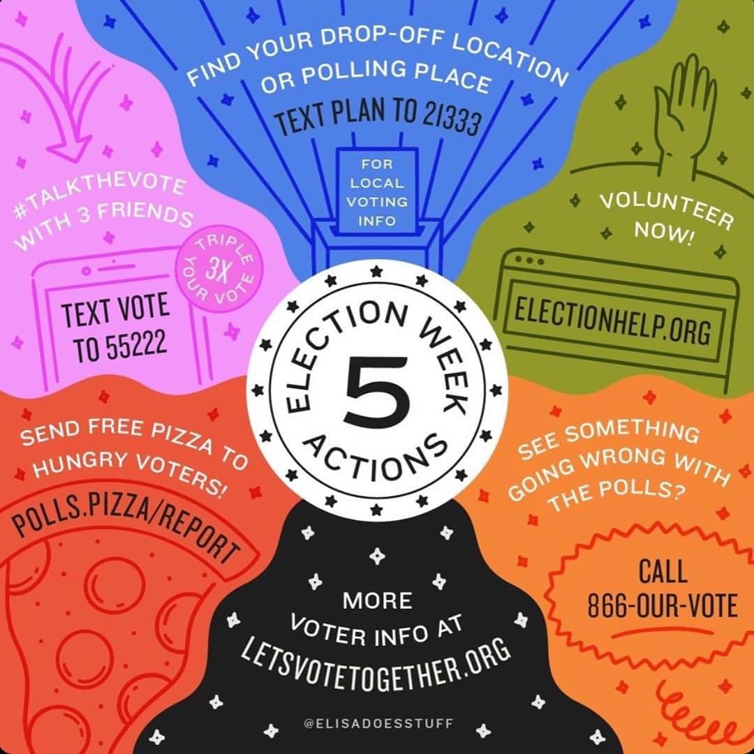 ジェニファー・ビールスさんのインスタグラム写真 - (ジェニファー・ビールスInstagram)「Everything you need to know for Election Week – save it and share with friends. Let's show up: VOTE, volunteer, send pizzas, report voter suppression. We're all in this together. #ElectionActions」10月30日 5時46分 - thejenniferbeals