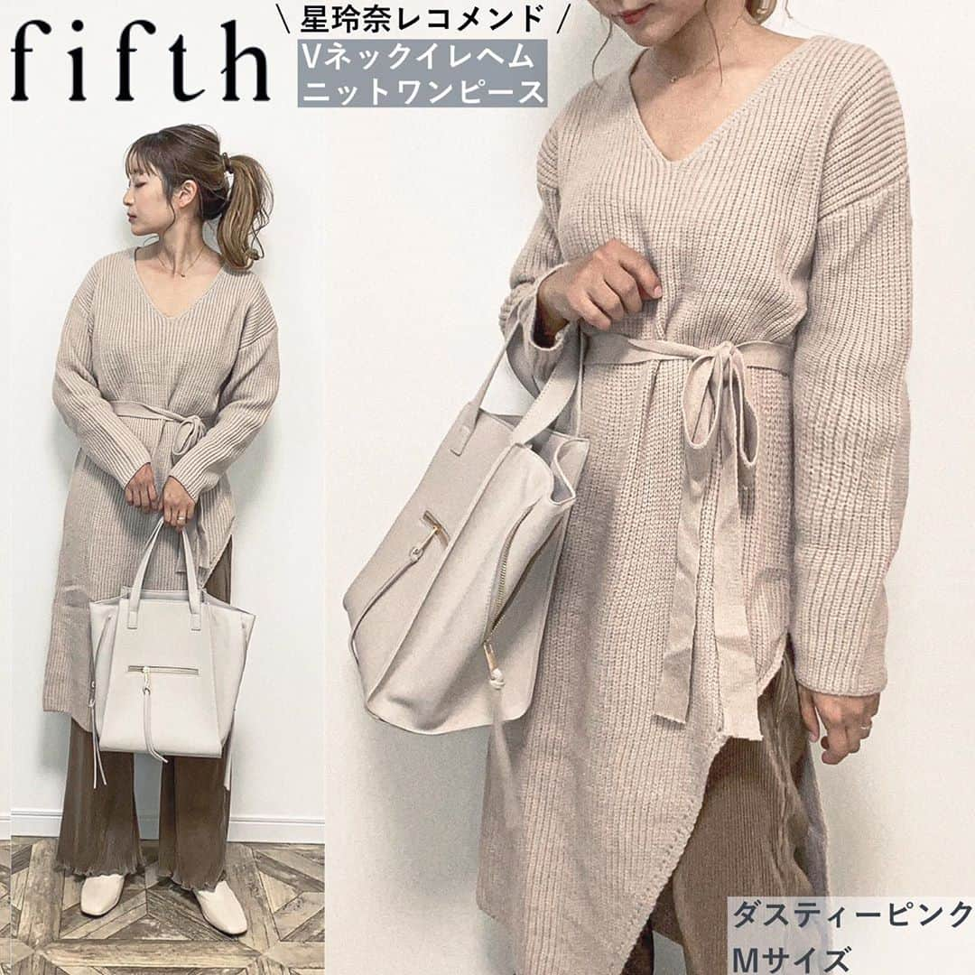 Sakiさんのインスタグラム写真 - (SakiInstagram)「・ @fifth_store #vネックイレヘムニットワンピース 星玲奈さんレコメンド商品🙆🏻👌✨ ・ ダスティーピンクのMサイズ着用してます✨ 155cmです✨ ・ ナナメにcut✂️された裾がおしゃれ😍❤️ ウエストのリボンは取り外し可能なので リボンなしでカジュアルにゆるっと着ても🐯◎！ ・ ・ ・  ・ ・ ・  #mamagirl #コーディネート #ママコーデ #ママファッション #fashion #ootd #低身長コーデ #カジュアルコーデ #プチプラコーデ #きょコ #今日のコーデ #着回しコーデ #しまむら #しまパト #gu #uniqlo #ママリ  #0歳児ママ #fifth #fifthtl #フィフス #ニット #ワンピース #トレンド #pr」10月30日 7時01分 - ____sappi____