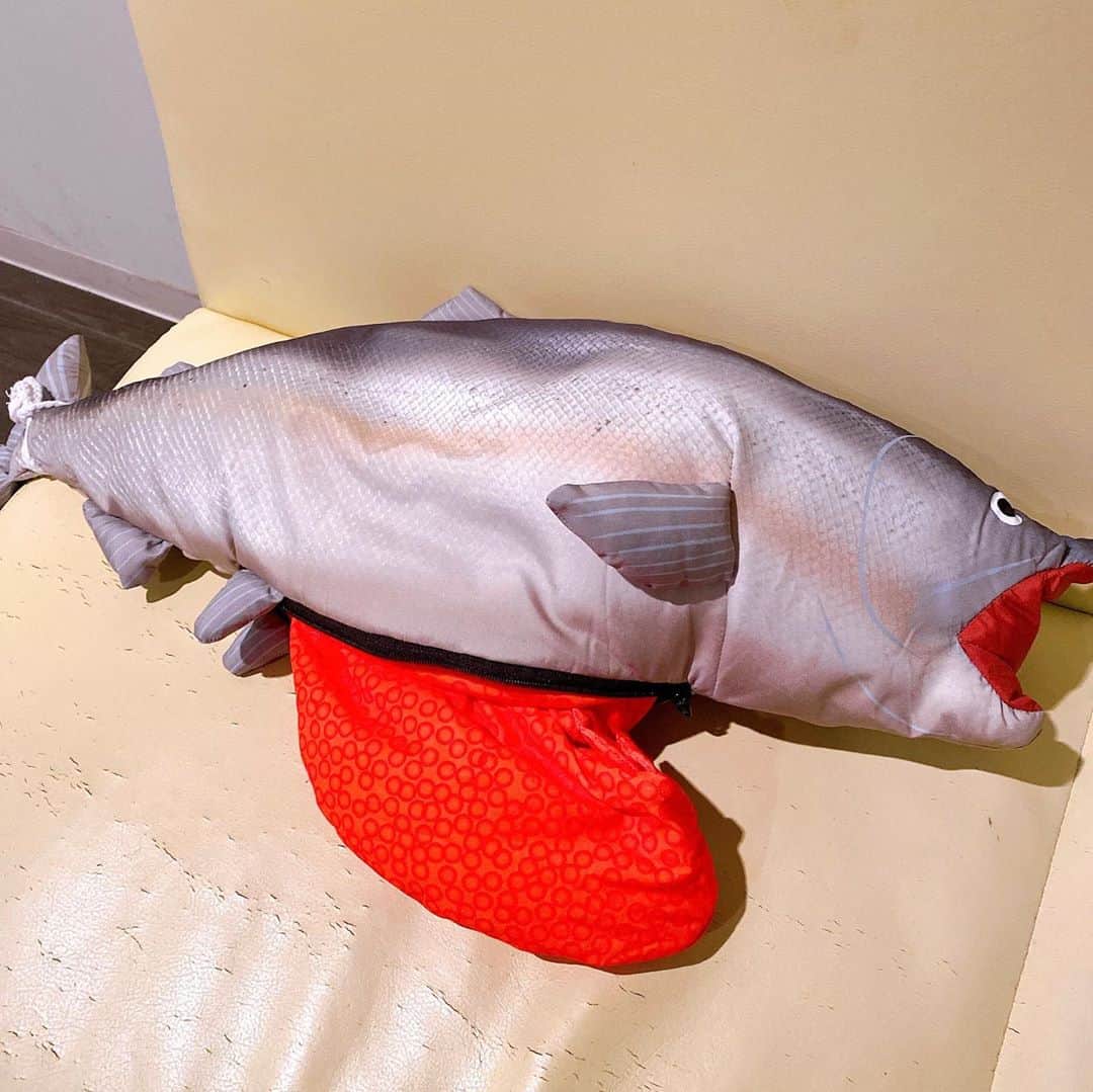 石田燿子さんのインスタグラム写真 - (石田燿子Instagram)「お誕生日プレゼントにって、まっすーマネがくれたやーつ🎁 お、おう、、魚卵好きなわたしにぴったりのアイテム😍しかしちょっとキモ、、いや、ありがとう。 #新巻鮭 #実は #ネックピロー」10月30日 8時08分 - yokonti