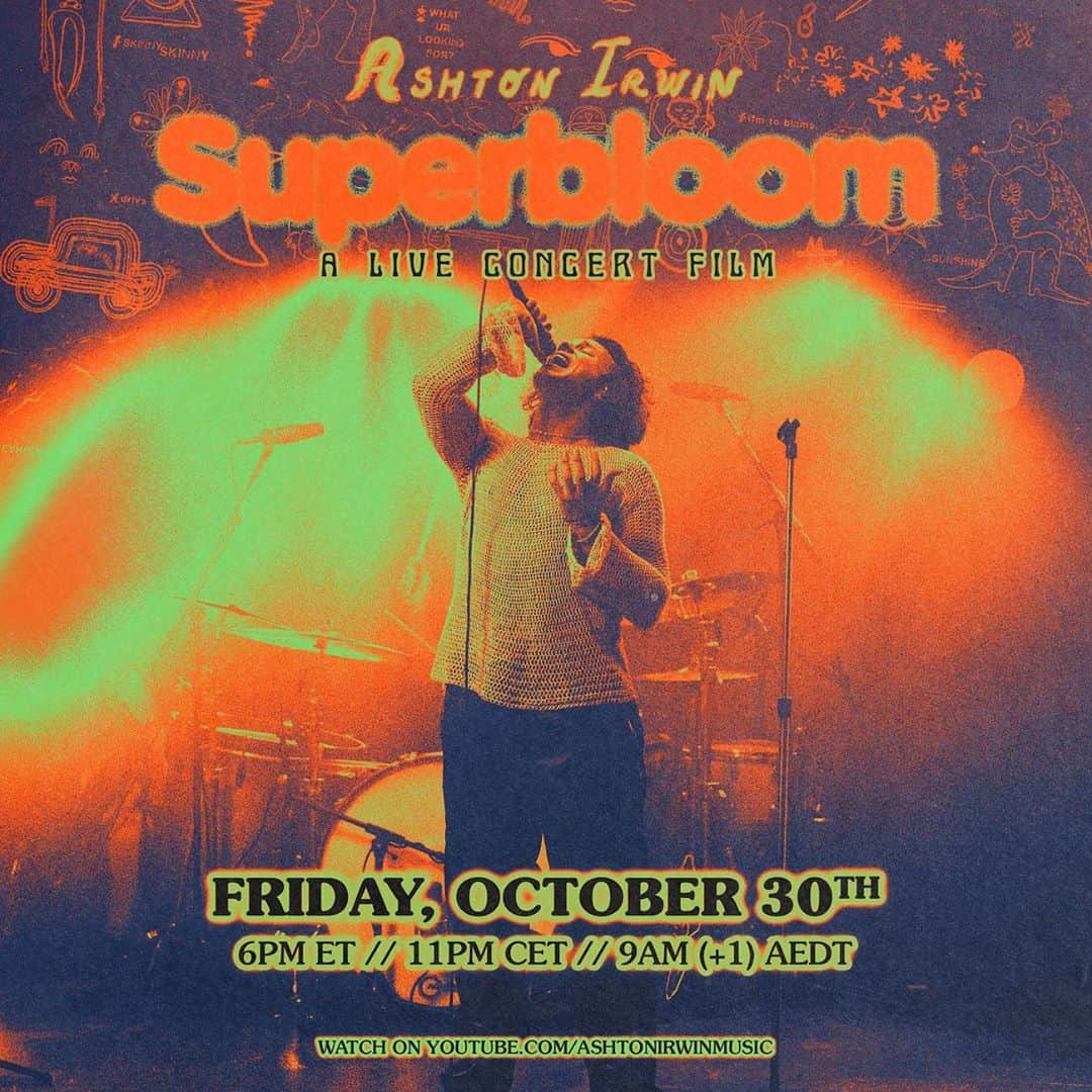 アシュトン・アーウィンさんのインスタグラム写真 - (アシュトン・アーウィンInstagram)「SUPERBLOOM: A LIVE CONCERT FILM. Tomorrow at 6pm ET on YouTube.」10月30日 8時35分 - ashtonirwin