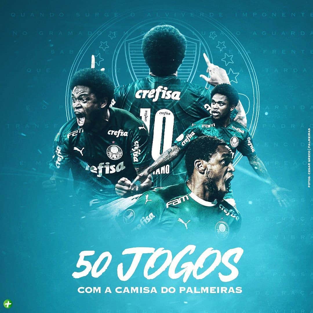 ルイス・アドリアーノのインスタグラム：「Orgulho demais em completar essa marca por um clube gigante como o @palmeiras. Gratidão pelo carinho dos colegas, da torcida, comissão técnica, direção e todo staff que fazem parte do nosso dia a dia.  Que venham mais 50, 100, 150 e que eu possa dar títulos e alegrias para essa torcida maravilhosa. #AvantiPalestra #Verdao #Palmeiras #50jogosescolares 🙏🏾🐽」