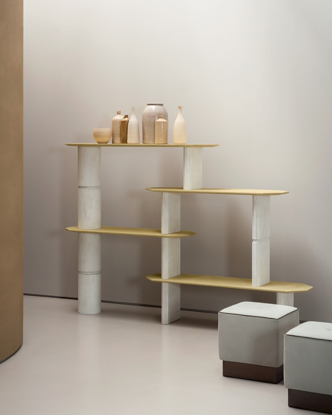 Baxterのインスタグラム：「"Always design a thing by considering it in its next larger context – a chair in a room, a room in a house, a house in an environment, an environment in a city plan"  (Eliel Saarinen)   AZZAL bookcase by @studiopepe_official and ANAIS pouf by @dragaandaurel   📷 @andreaferraristudio   #moodbook2021 #baxtermadeinitaly #baxter #newcollection #interiordesign #interior #design #furniture #2021 #leather」