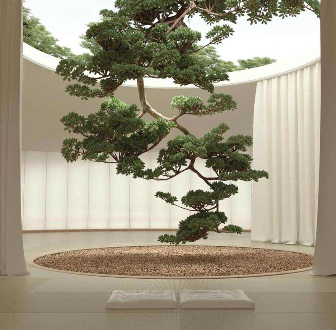 池内ヨシカツのインスタグラム：「sixnfive curates a collection of #architectural scenes that reflect the minimal, understated beauty of japanesegardens. while gardening in japan serves as an exercise in meditation, the studio uses #CGI to mindfully create the fictional series to inspire introspective contemplation in the viewer😄」