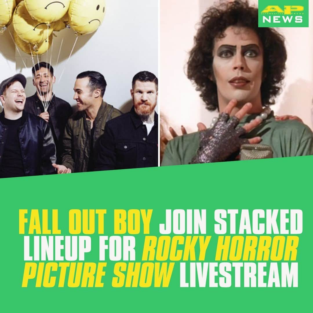 Alternative Pressさんのインスタグラム写真 - (Alternative PressInstagram)「@falloutboy are joining Tim Curry and other familiar faces this Halloween for a rare ‘The Rocky Horror Picture Show’ reunion event ⁠ LINK IN BIO⁠ .⁠ .⁠ .⁠ #falloutboy #fob #timcurry #therockyhorrorpictureshow #rockyhorrorpictureshow #rockyhorror #rockyhorrorlivestream #altpress #alternativepress」10月30日 13時01分 - altpress