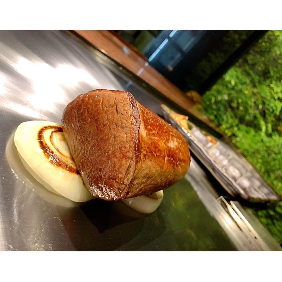 百合華さんのインスタグラム写真 - (百合華Instagram)「京都祇園白川通りにある眺めの良い高級鉄板焼き『祇園みかく』にてディナータイム②🍽💕  A5ランクの三田牛のヘレ肉タワーを丁寧にじっくりと焼いていただきました✨✨✨  からの玉葱ちゃんの上でひとやすみww🧅  柔らかい極上のヘレ肉をお腹いっぱい堪能する事が出来てとっても幸せなひとときで御座いました💝  #japan #日本 #kyoto  #京都 #祇園 #祇園白川 #白川通り #鉄板焼き  #鉄板焼きディナー  #高級鉄板焼 #三田牛 #a5  #a5ランク  #ヘレステーキ  #ヒレステーキ  #dinner  #dinnertime  #ディナータイム #肉の塊 #肉タワー #肉マウンテン #美食 #美食家」10月30日 15時47分 - yurika.lovelily