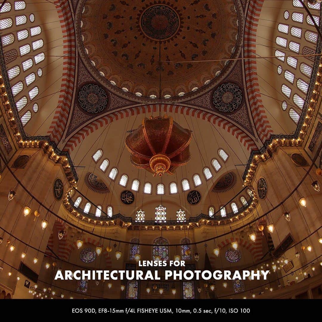 Canon Asiaのインスタグラム：「Thinking of which lens to use for your next architecture photoshoot session? Arm yourself with these various kinds of lenses and experiment with the potential outputs you can achieve!  . Swipe to check out the three different lenses and what shots you can achieve 👆 . #canonasia #photography #explore #nightscape #nightphotography #lowlight #architecture #buildings #city #colours #canon #lens #inspiration #telephoto #fisheyelens #fisheye #wideangle」