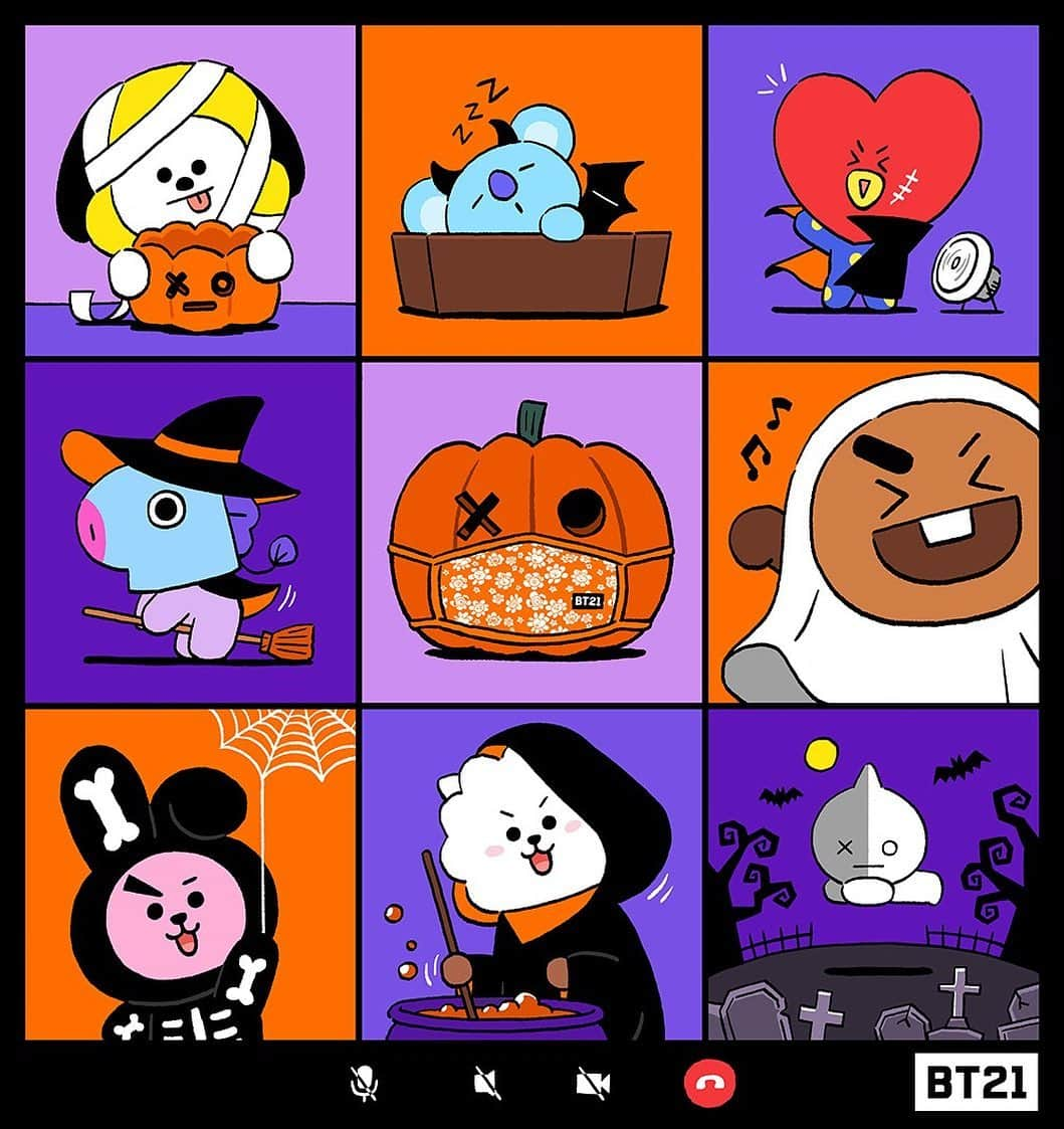 BT21 Stars of tomorrow, UNIVERSTAR!さんのインスタグラム写真 - (BT21 Stars of tomorrow, UNIVERSTAR!Instagram)「H, hello...?  ...TRICK OR TREATING HAS GONE ONLINE! 📱🎃  Enjoy Halloween at the comfort of your home. Be safe, and have fun!  #BT21 #HALLOWEEN #SpookySzn #Halloween2020 #TrickorTreat #FaceTime #HalloweenAtHome #STAYATHOME」10月30日 18時00分 - bt21_official