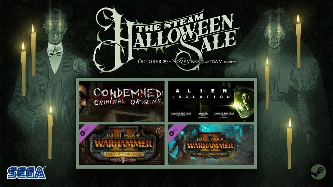 SEGAさんのインスタグラム写真 - (SEGAInstagram)「🎃👻Happy Spooky Season!👻🎃  We have some scary discounts to celebrate! Get up to 75% off terrifying SEGA titles like Alien: Isolation (and all its DLC!), Condemned: Criminal Origins and two Total War: WARHAMMER II DLC!  Head over to Steam to get your bargains!」10月30日 18時27分 - sega