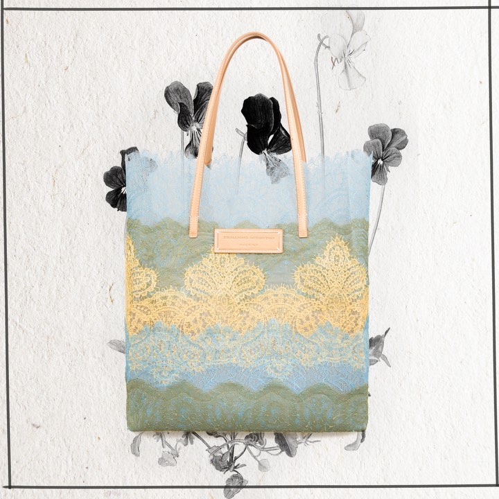 のインスタグラム：「Ermanno Scervino presents “Seeds Of Love”.  The tradition of preserving and passing on seeds has always been entrusted to women all over the  world. This special project, in collaboration with the Botanical Garden of Florence @museostorianaturale, aims to save the biodiversity financing a scolarship for the conservation of a series of rare and representative plants of the Tuscan territory as the Viola Etrusca.  Discover the Limited Edition shopping bag made with archival lace from the Maison recycled trough a precious patchwork process.   Now available on ermannoscervino.com  . . . #ErmannoScervino #SeedsOfLove #Florence #Biodiversity」