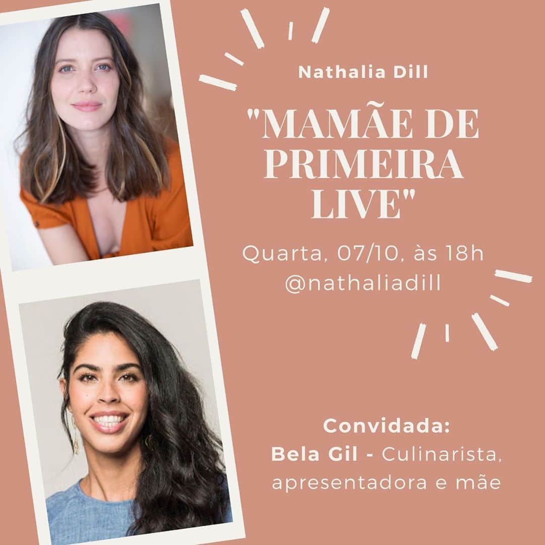 ナタリア・ディルのインスタグラム：「TOP 10! Sim, amanhã tem a nossa #MamãedePrimeiraLive número 10 e só poderia ser com uma convidada mais que especial! O papo vai ser com @belagil pra falarmos um  pouquinho de tudo na gravidez, alimentação da mamãe e do bebê, parto humanizado... e muita troca de experiência. Já deixa sua pergunta aqui nos comentários!」