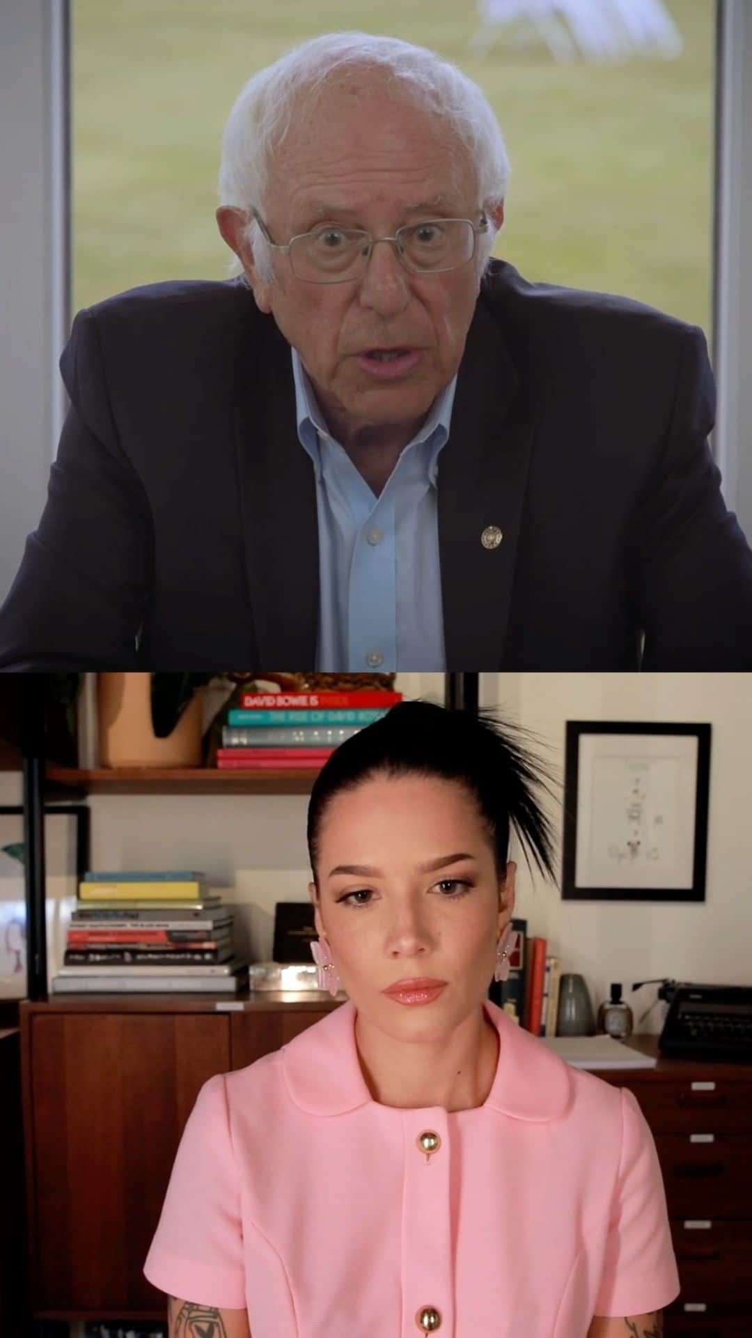 Halseyのインスタグラム：「Continuing my conversation with @BernieSanders, we discuss climate change & a plan. Register to vote @ Vote.Org」